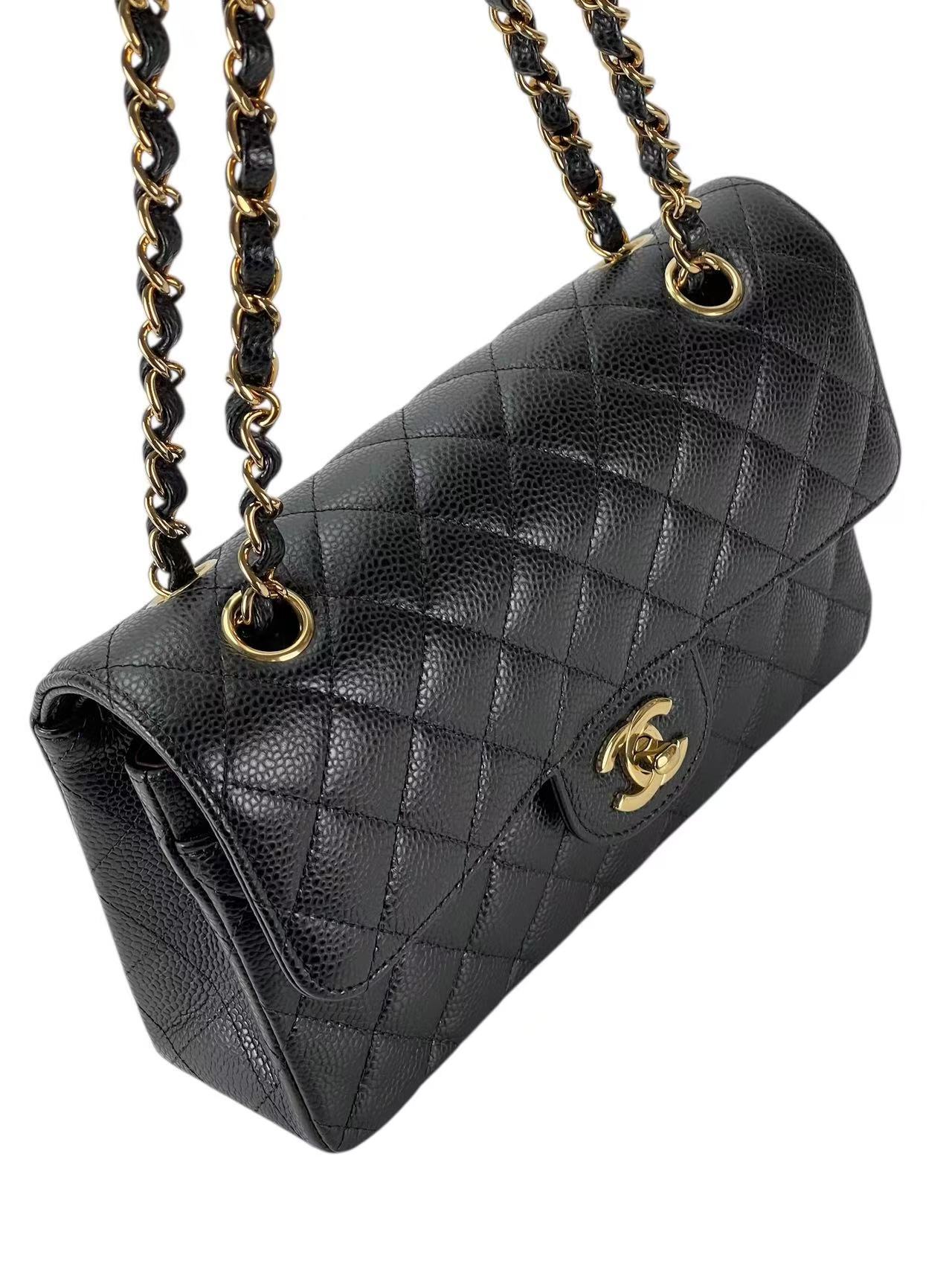 CHANEL - Medium Classic Double Flap Bag Black Caviar Gold Hardware (CF25)