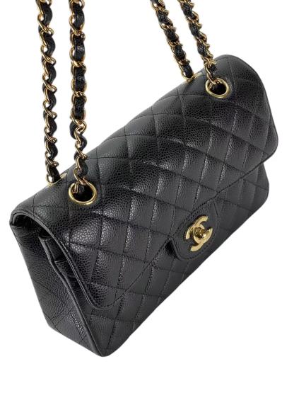 CHANEL - Medium Classic Double Flap Bag Black Caviar Gold Hardware (CF25)