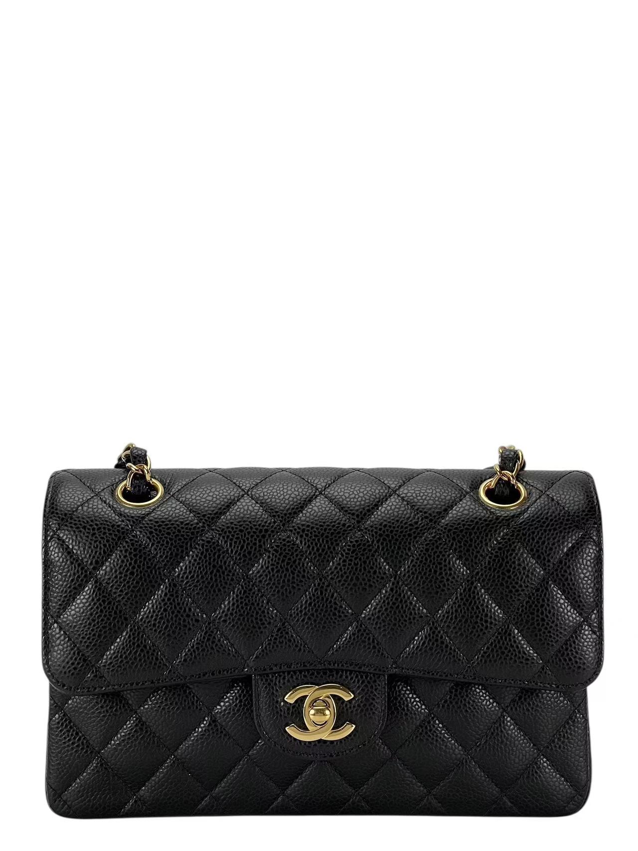CHANEL - Medium Classic Double Flap Bag Black Caviar Gold Hardware (CF25)