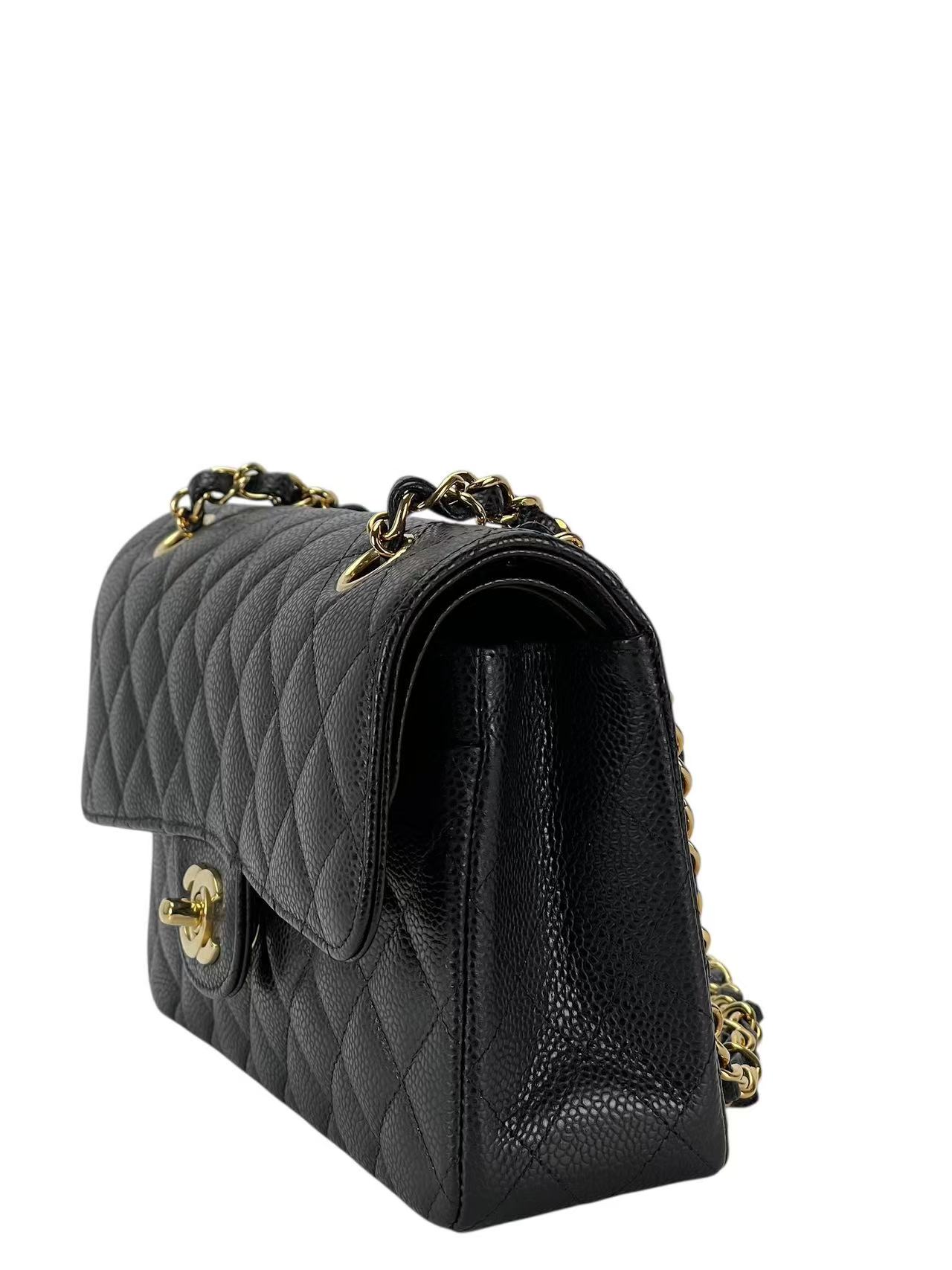 CHANEL - Medium Classic Double Flap Bag Black Caviar Gold Hardware (CF25)