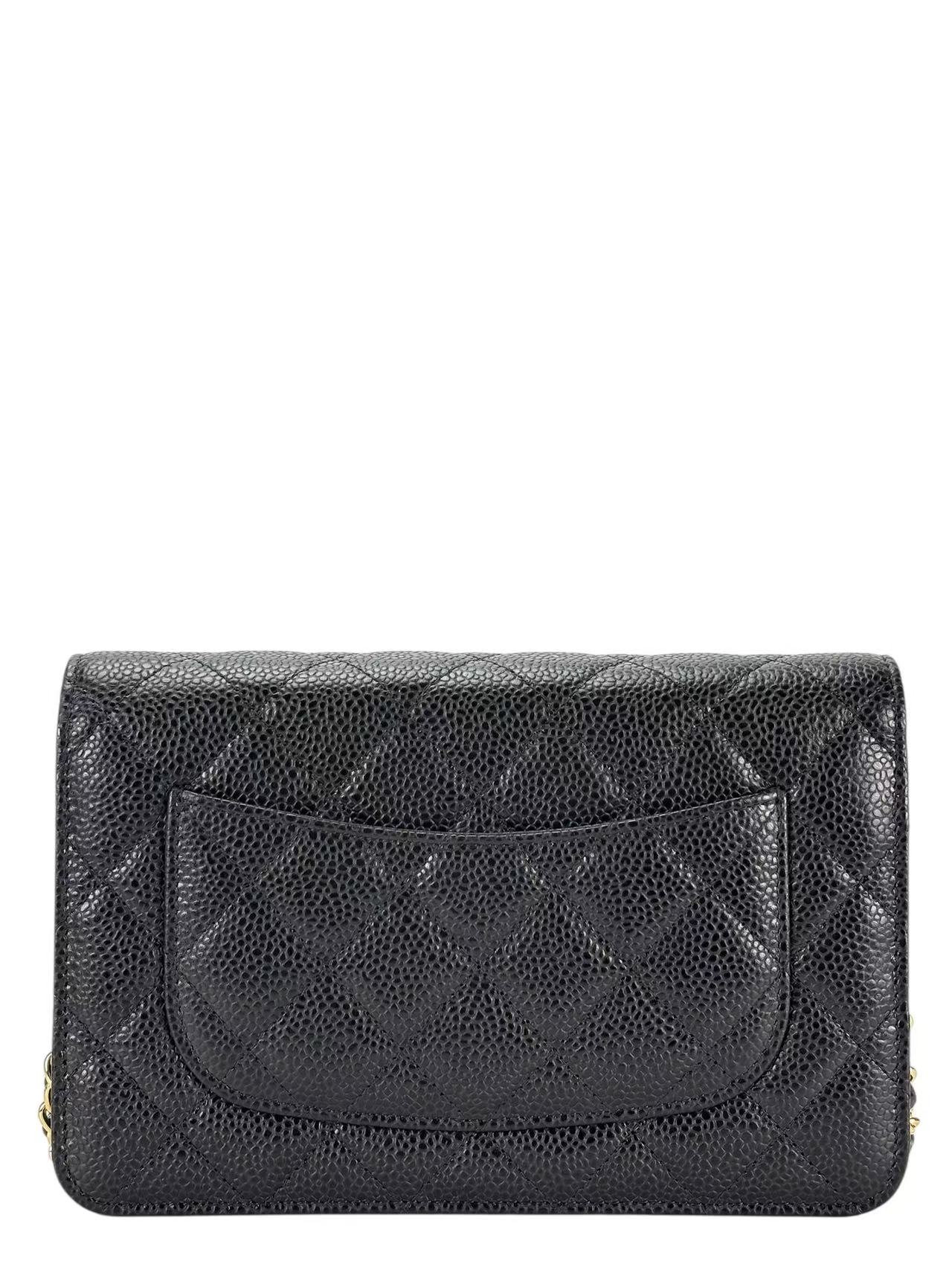 CHANEL - Black Caviar Wallet On Chain Gold-Tone Metal (WOC)