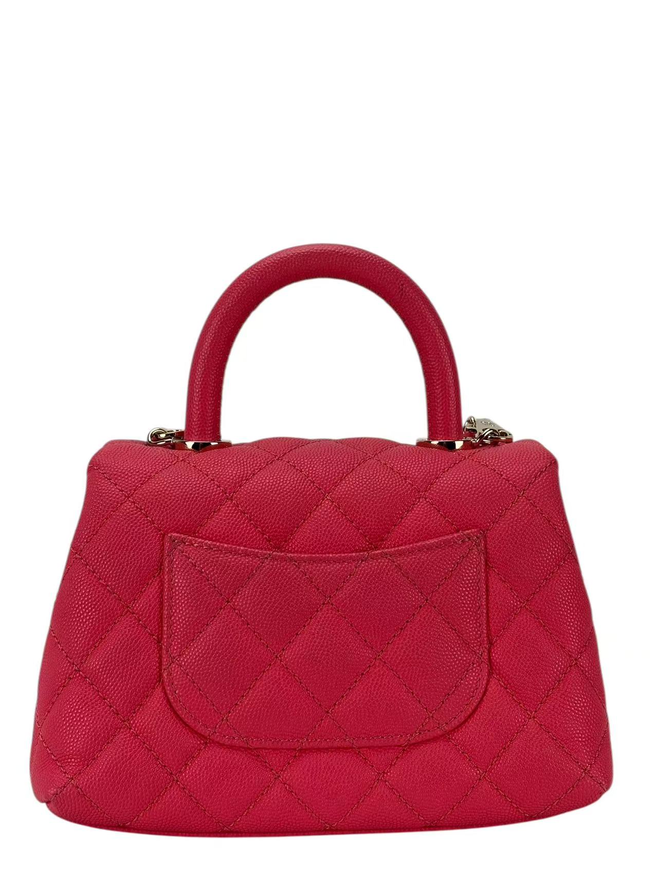 CHANEL - Pink Caviar Matelasse Neon Skin Coco Handle Bag