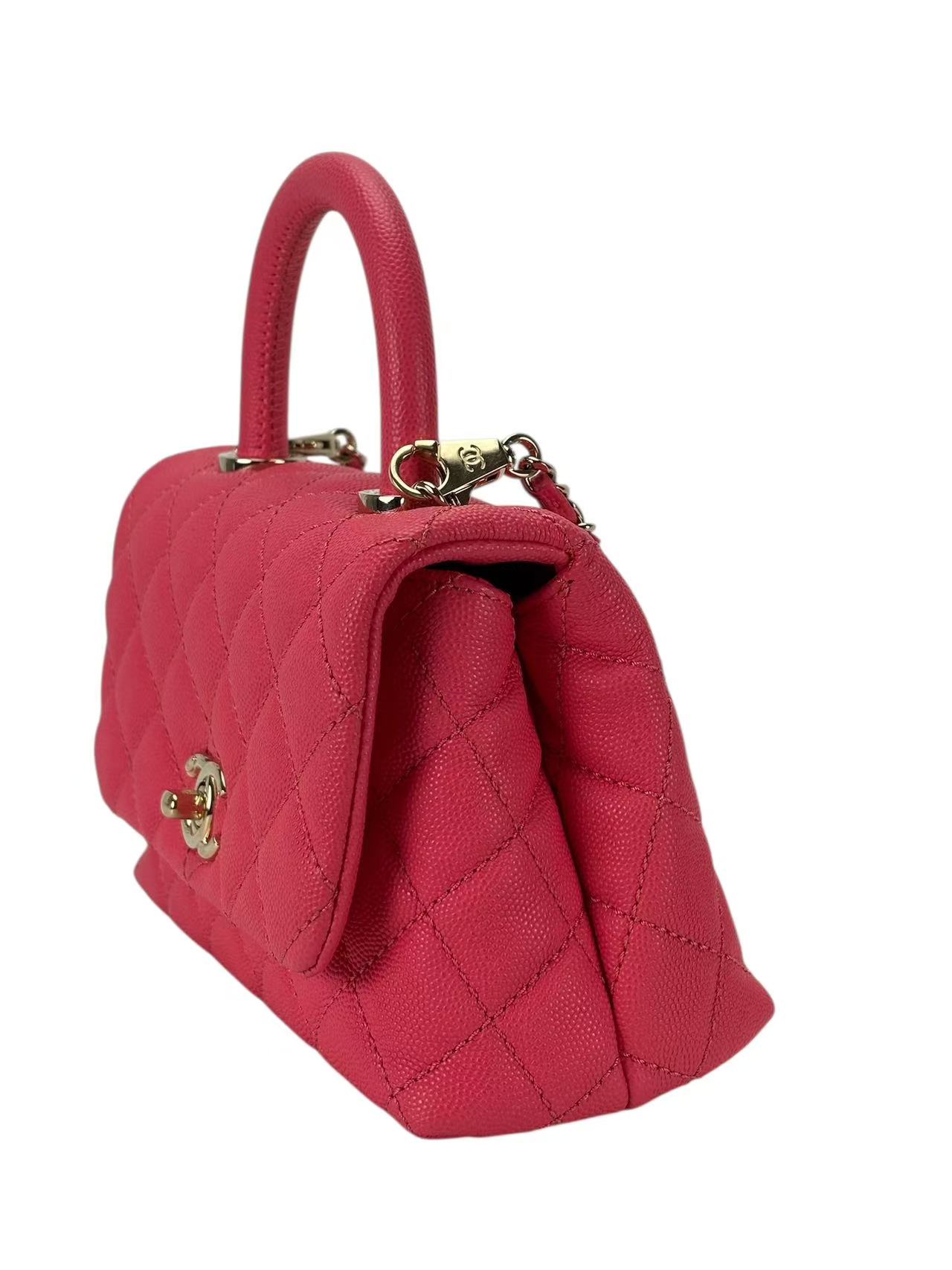CHANEL - Pink Caviar Matelasse Neon Skin Coco Handle Bag