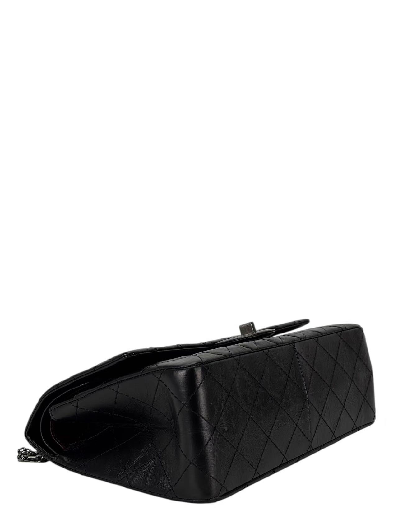 CHANEL - 2.55 Reissue 227 Flap Black Calfskin Quilted Ruthenium Hardware