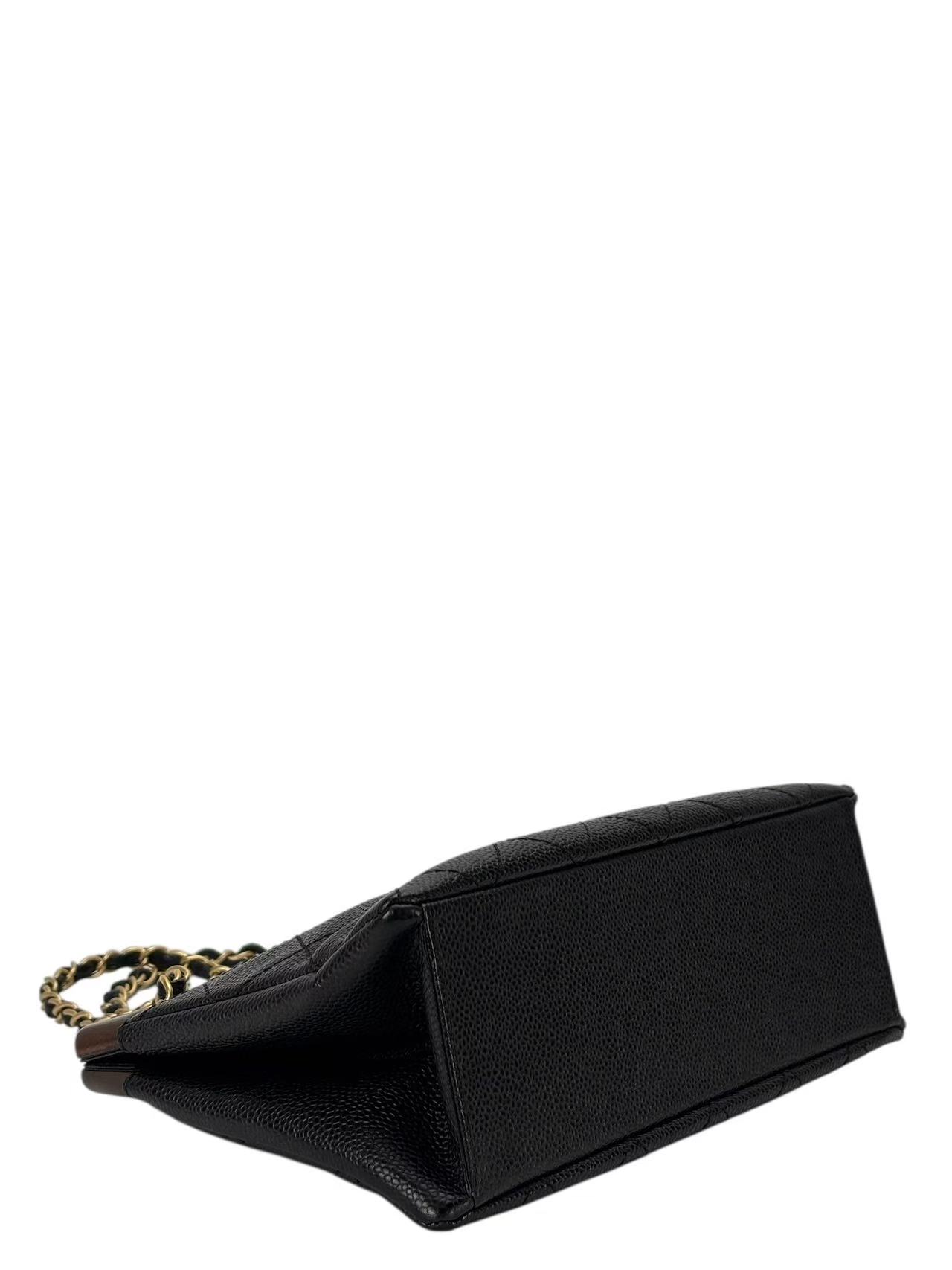 CHANEL - Black Caviar Wood CC Chain Shoulder Bag