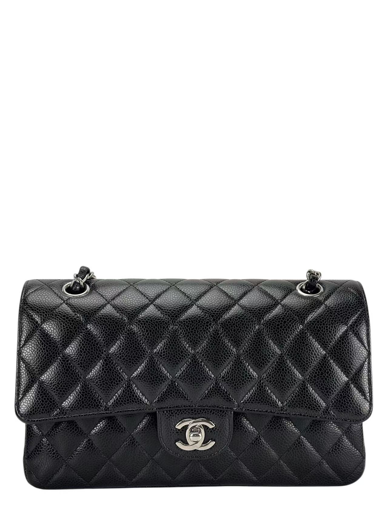 CHANEL - Medium Classic Double Flap Bag Black Caviar Gold Hardware (CF25)