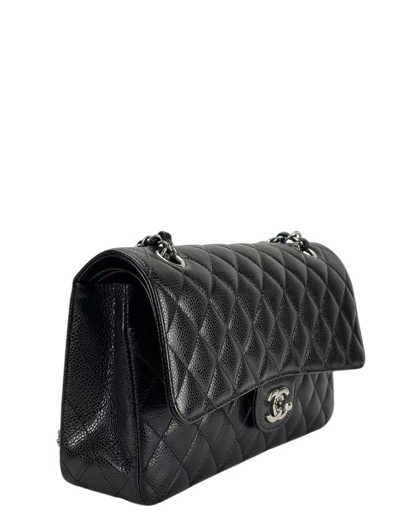 CHANEL - Medium Classic Double Flap Bag Black Caviar Gold Hardware (CF25)