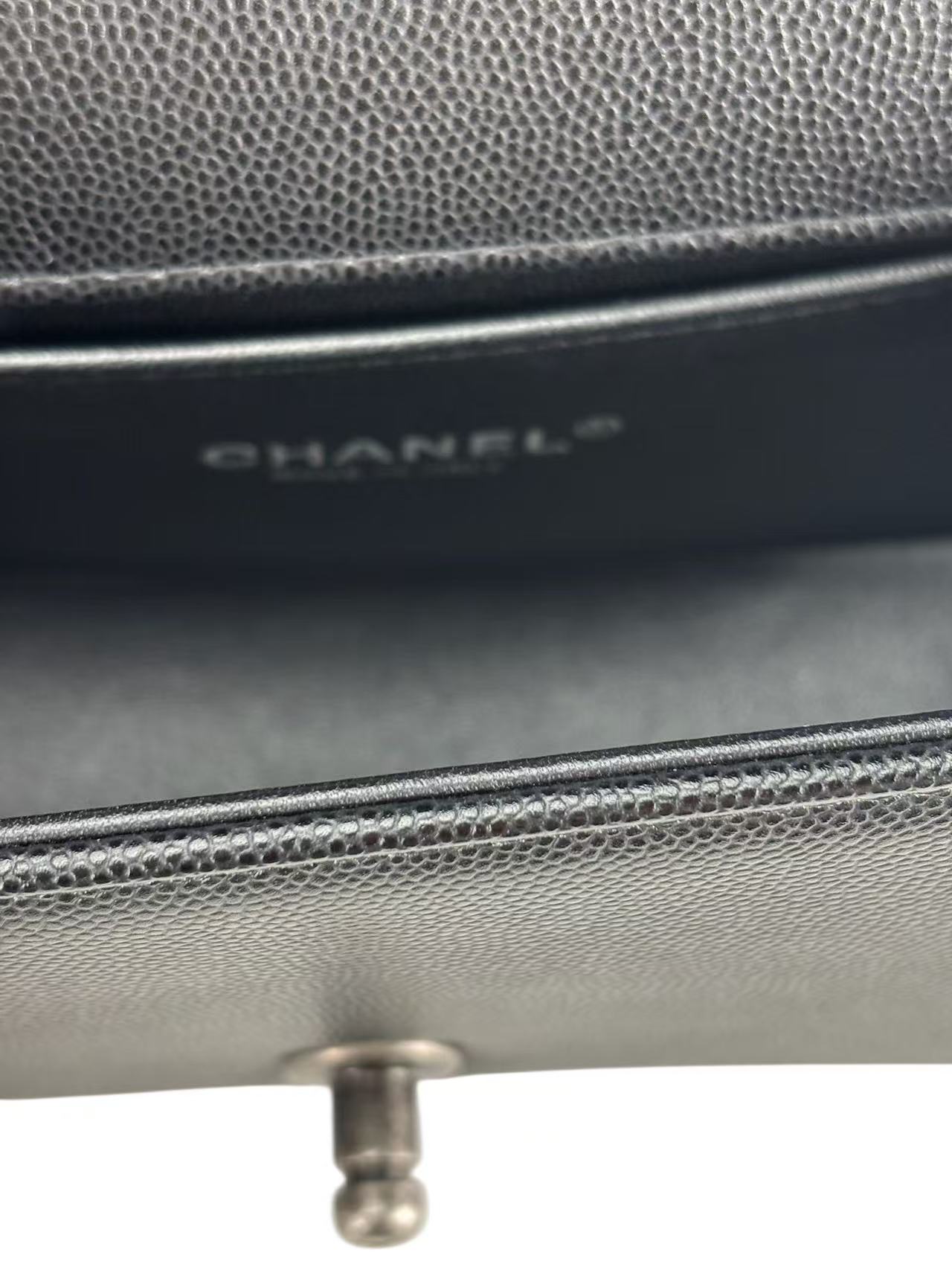 CHANEL - Medium Boy Flap Bag Black Caviar Sliver Hardware