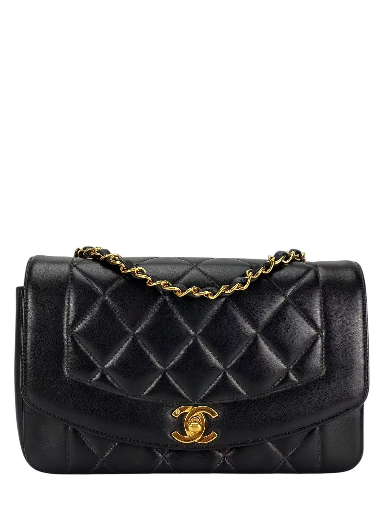CHANEL - Black Lambskin Small Diana Shoulder Bag