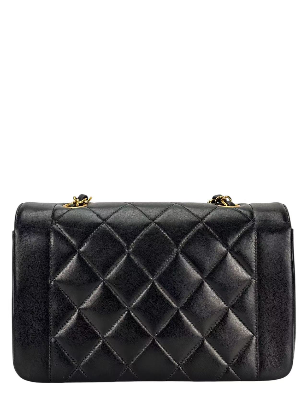CHANEL - Black Lambskin Small Diana Shoulder Bag