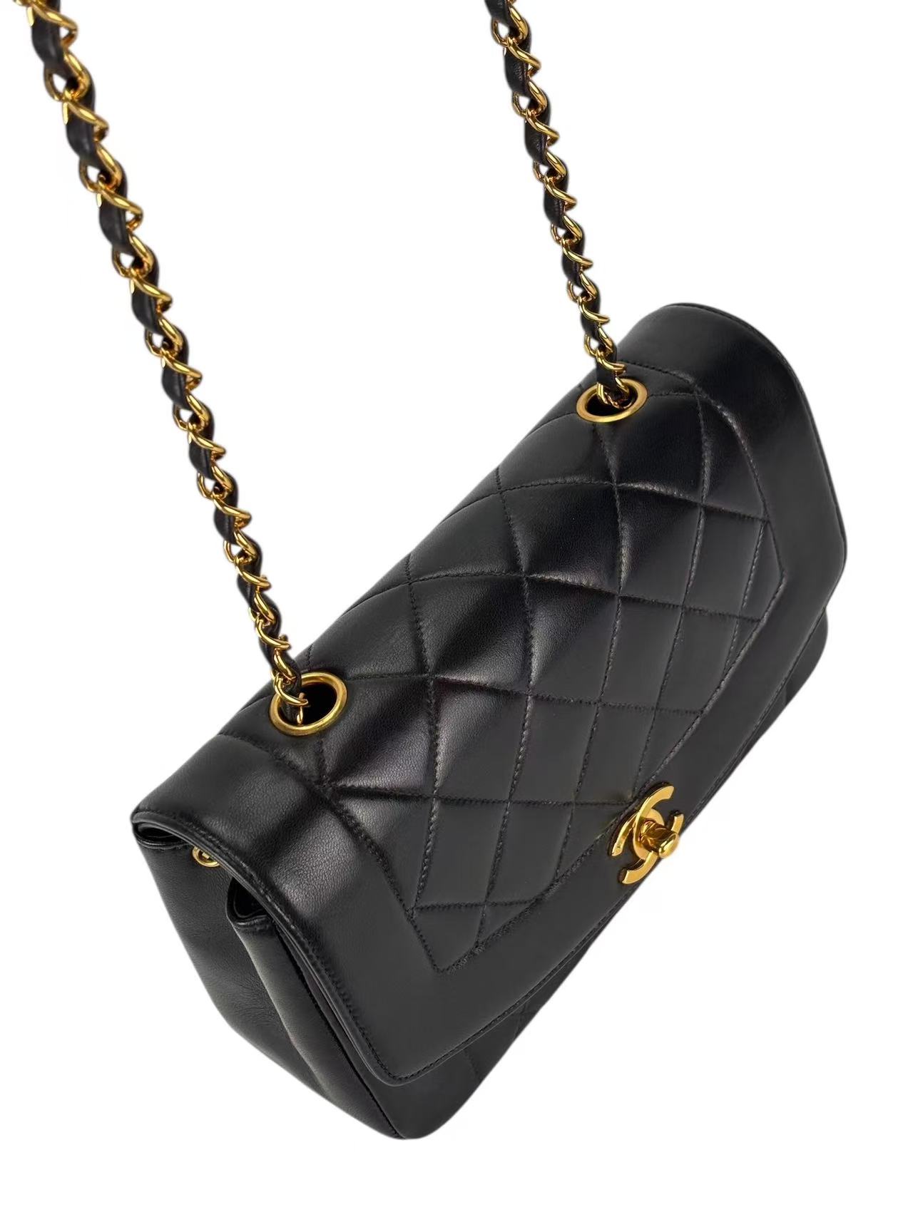CHANEL - Black Lambskin Small Diana Shoulder Bag