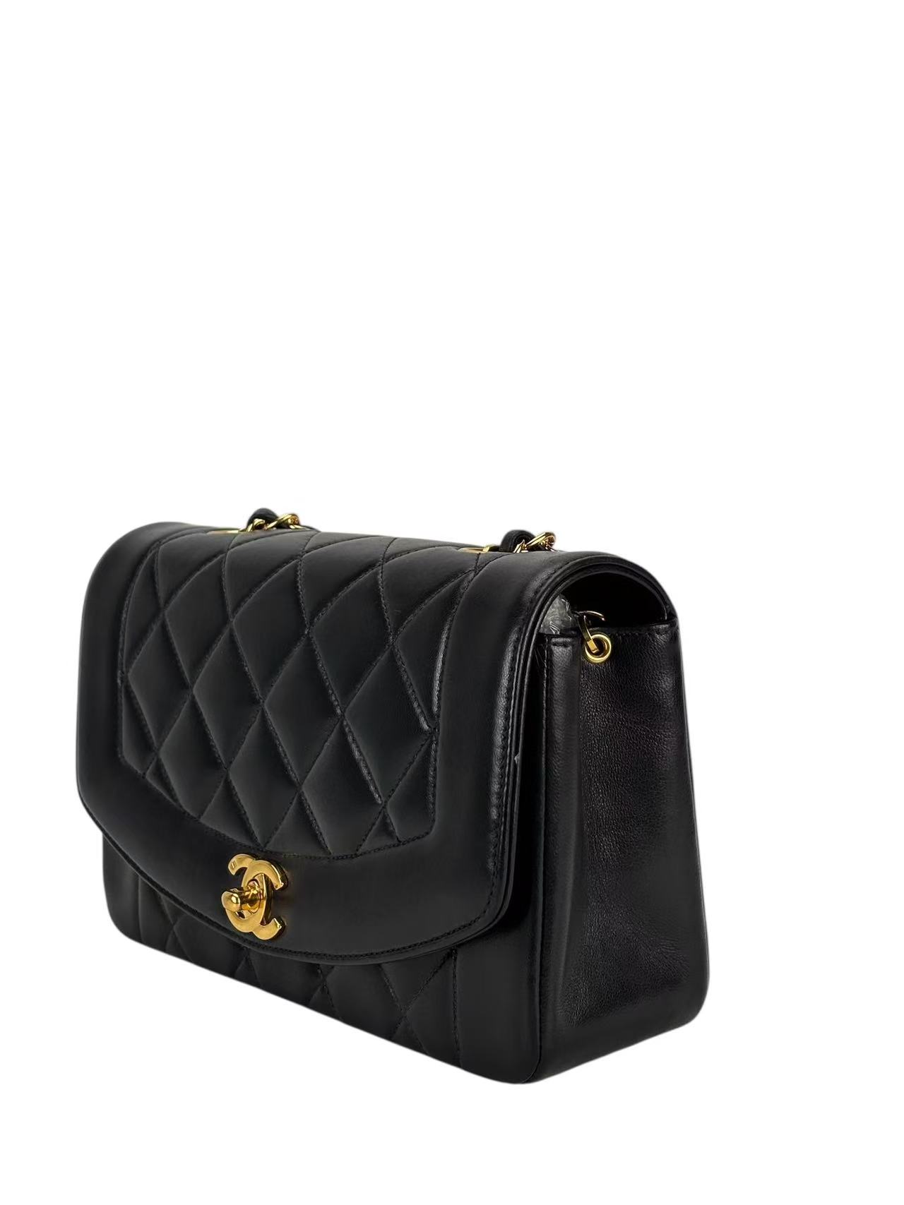 CHANEL - Black Lambskin Small Diana Shoulder Bag