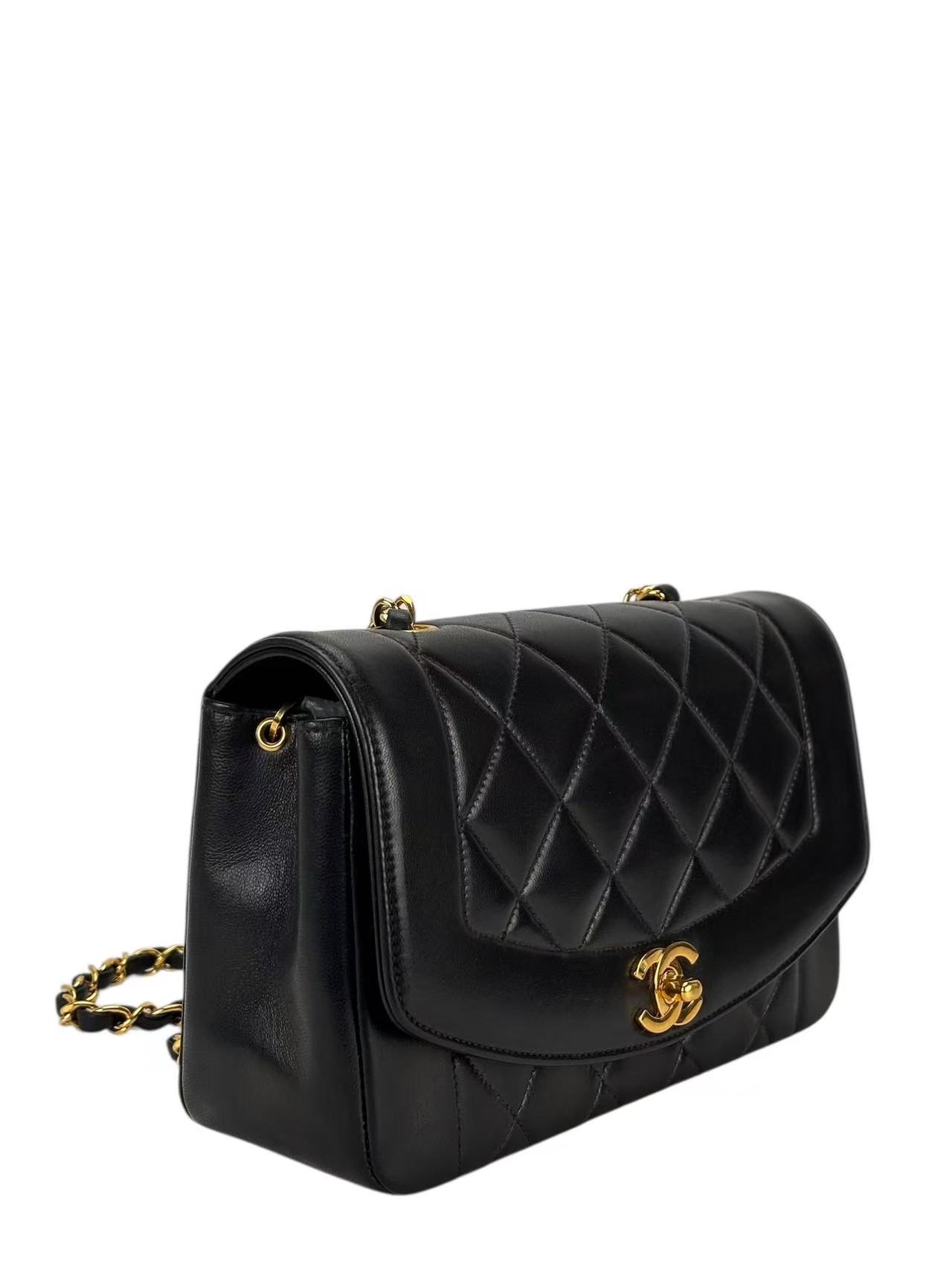 CHANEL - Black Lambskin Small Diana Shoulder Bag