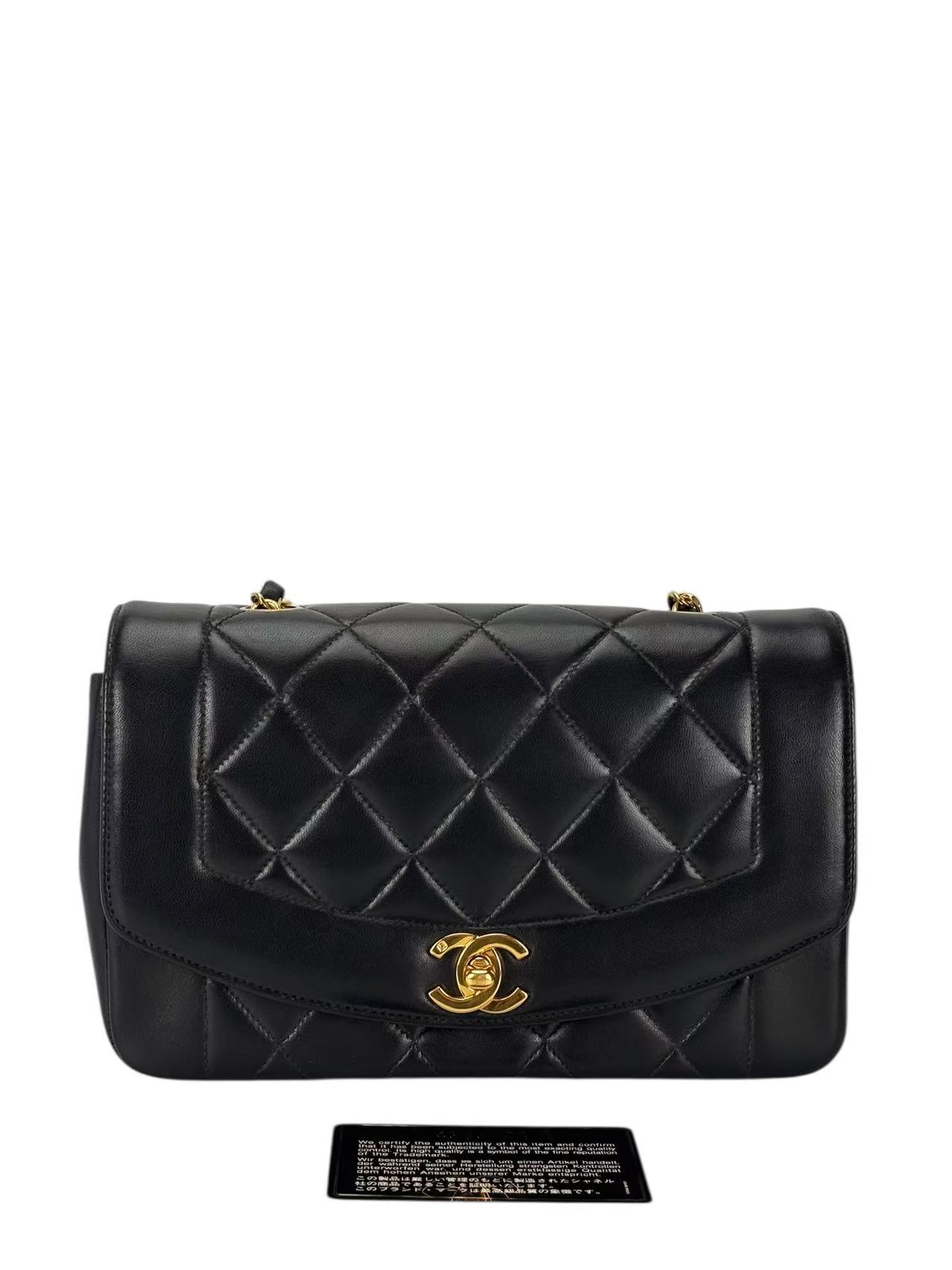CHANEL - Black Lambskin Small Diana Shoulder Bag