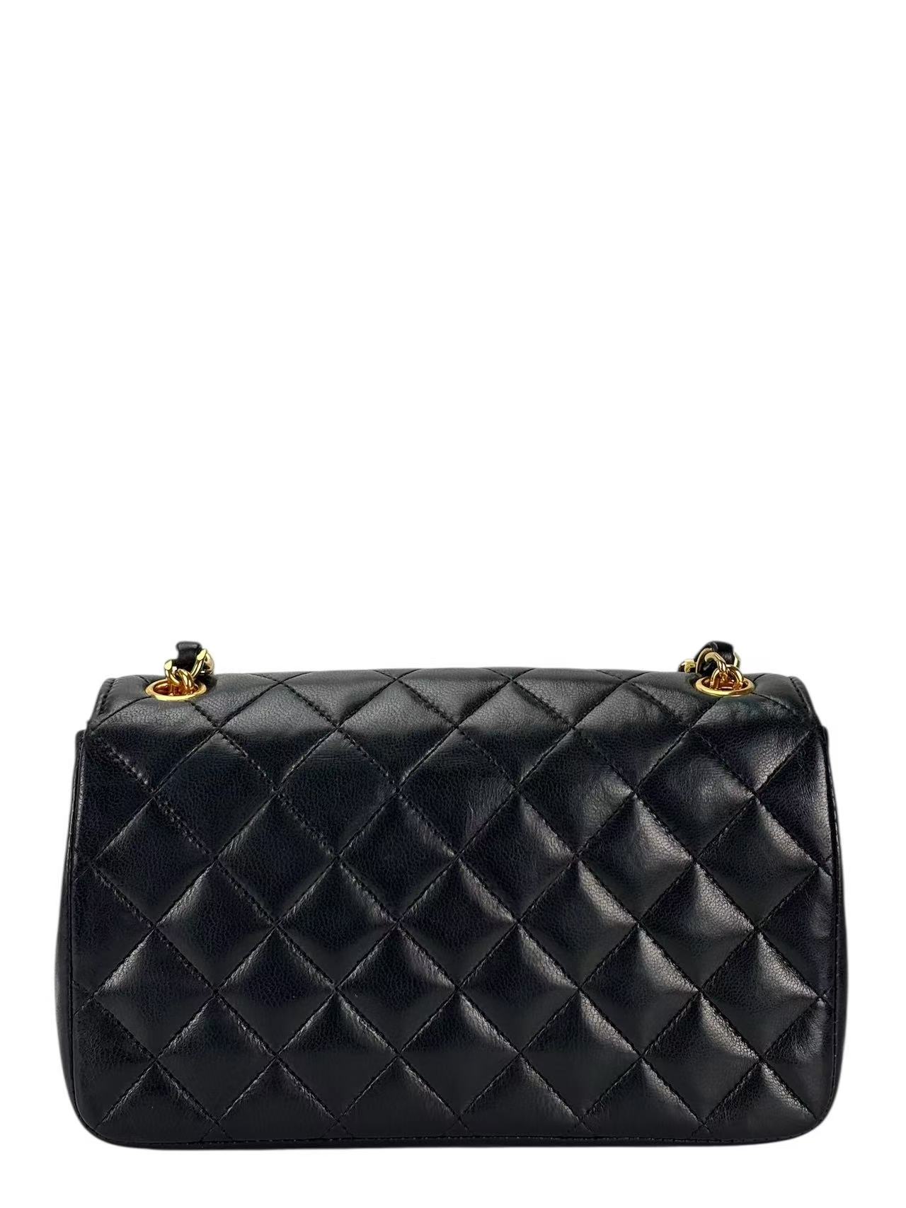 CHANEL - Black Lambskin Quilted Micro Half Flap Bag Gold Hardware 