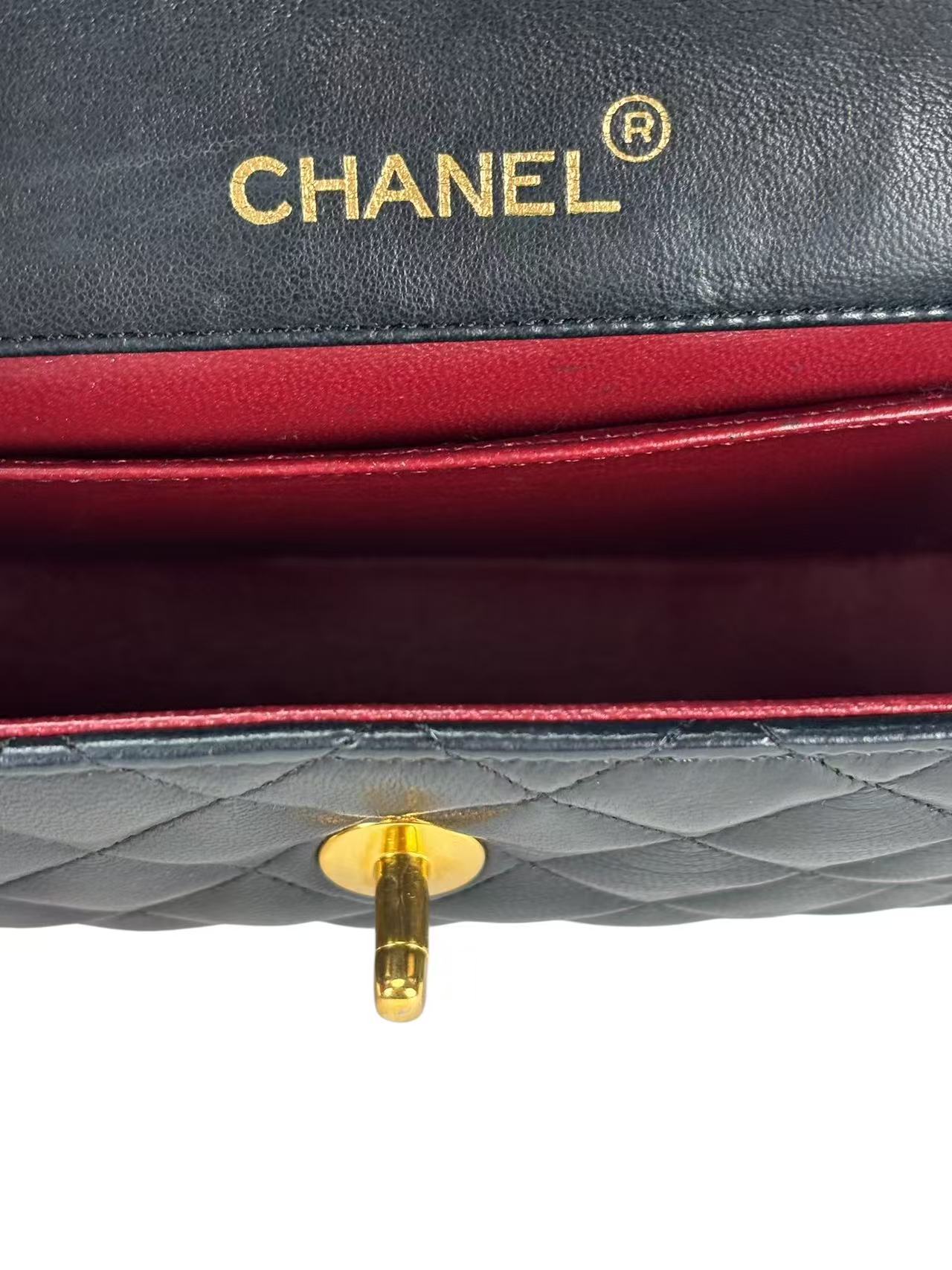 CHANEL - Black Lambskin Quilted Micro Half Flap Bag Gold Hardware 