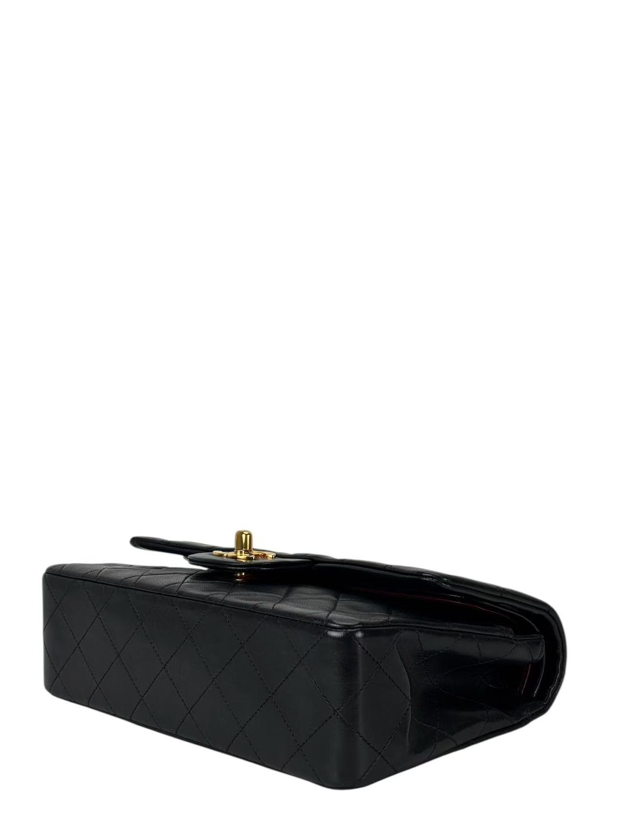 CHANEL - Small Classic Double Flap Bag Black Lambskin Gold Hardware (CF23)