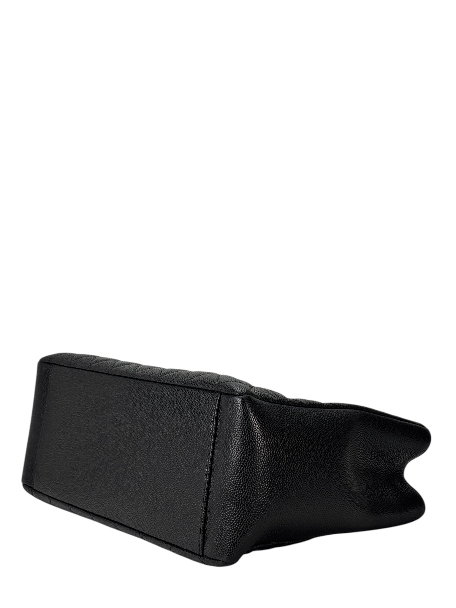 CHANEL - Black Caviar Quilted Grand Shopping Tote GST Sliver Hardware