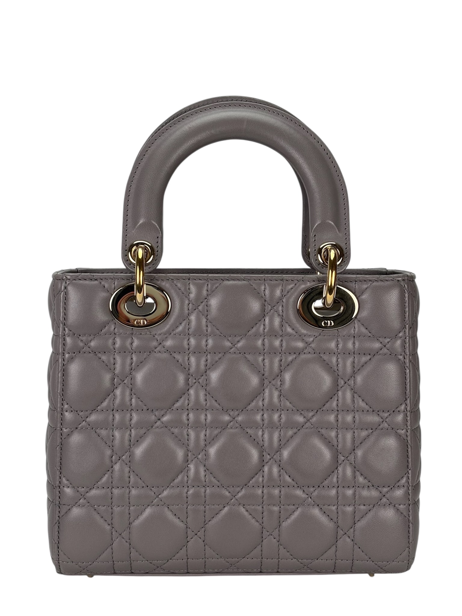 CHRISTIAN DIOR - Lambskin Grey Cannage Small My ABC 2way Lady Dior Bag