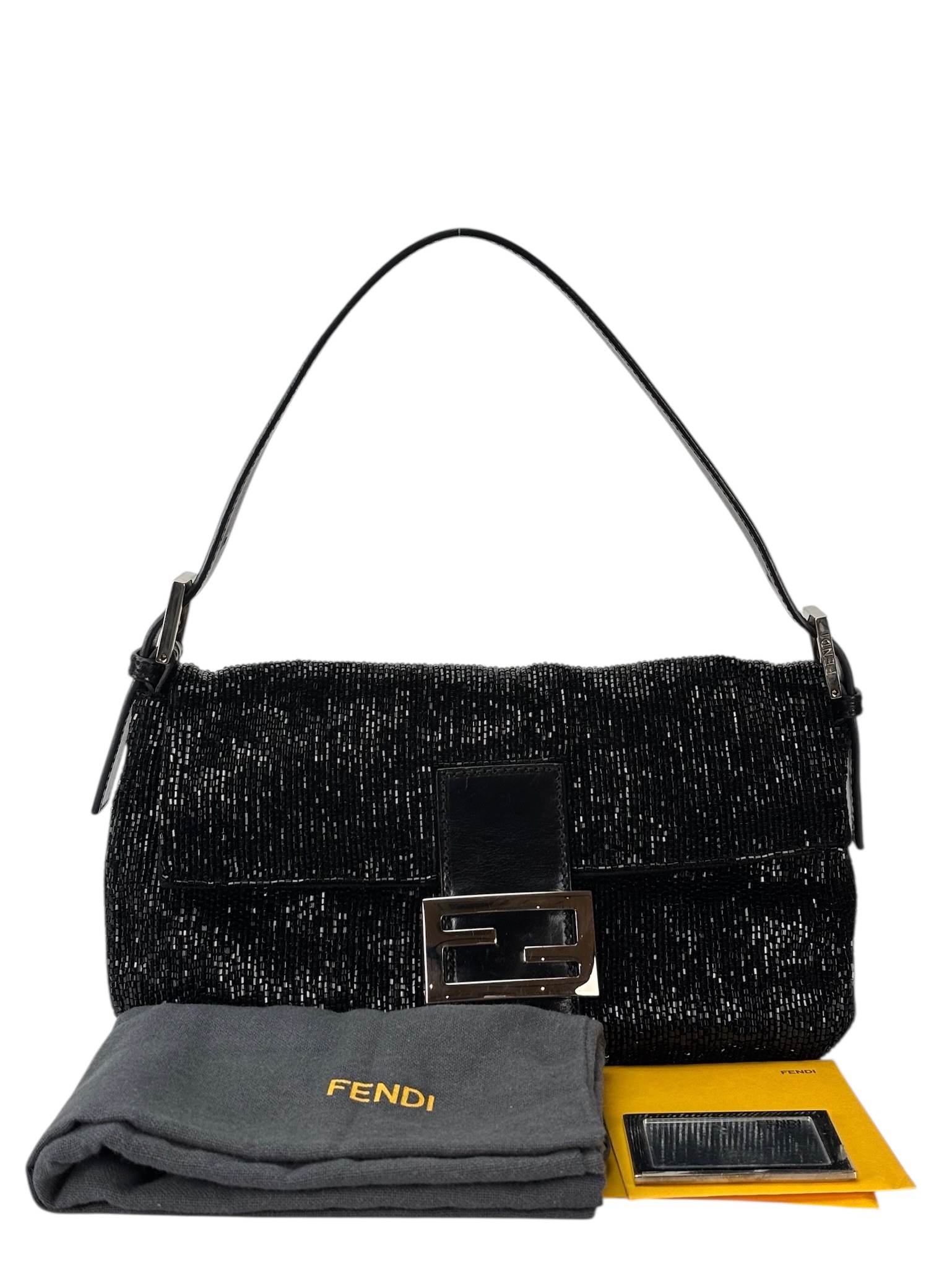 FENDI - Black Beaded Baguette Shoulder Bag – Camellia Vintage Tokyo