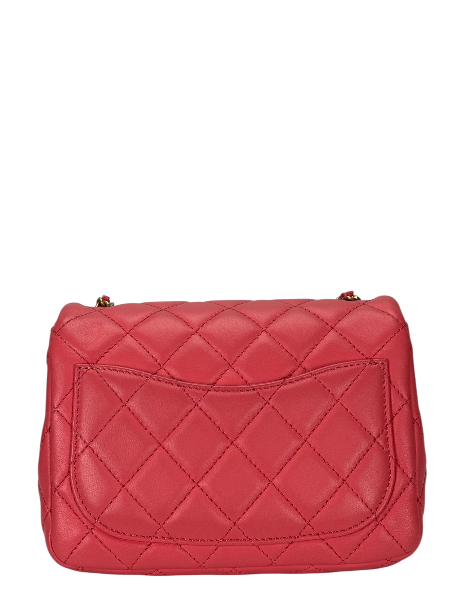 CHANEL - Mini Matlasse 17 Lambskin Single Flap Single Chain Bag Pink Gold Hardware