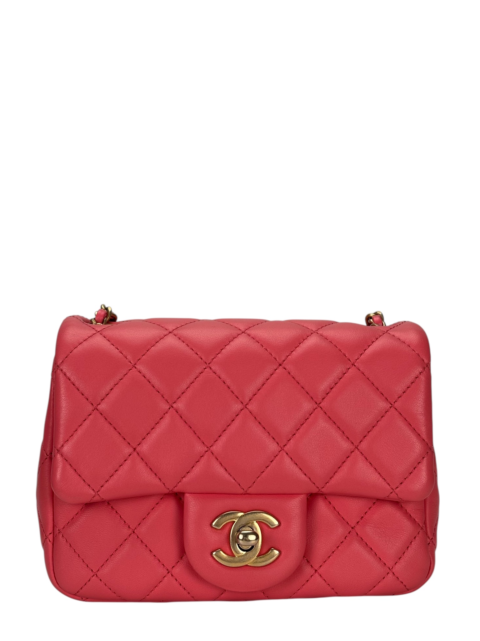 CHANEL - Mini Matlasse 17 Lambskin Single Flap Single Chain Bag Pink Gold Hardware