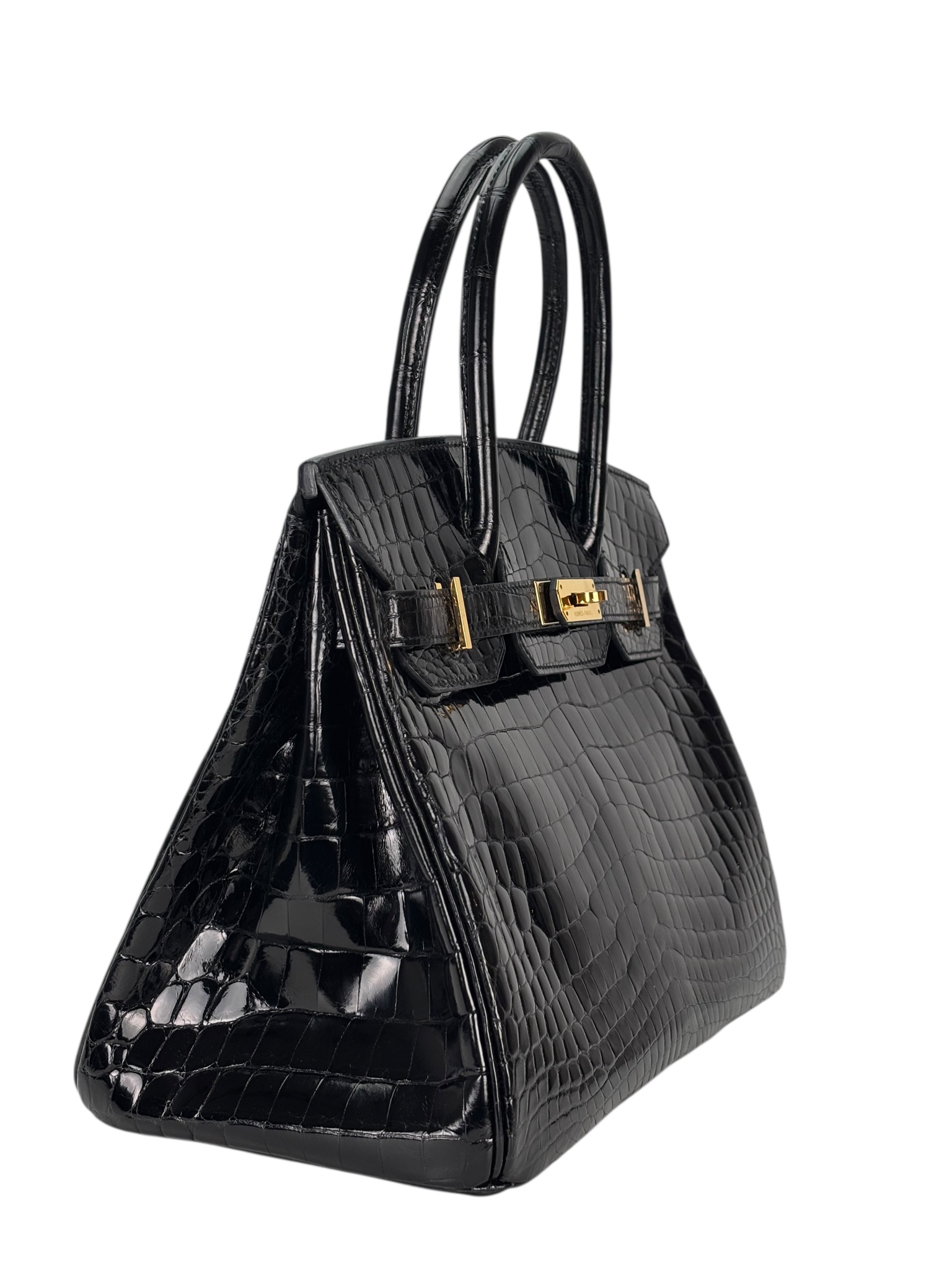 HERMES - Birkin 30 Black Crocodile Gold Hardware 