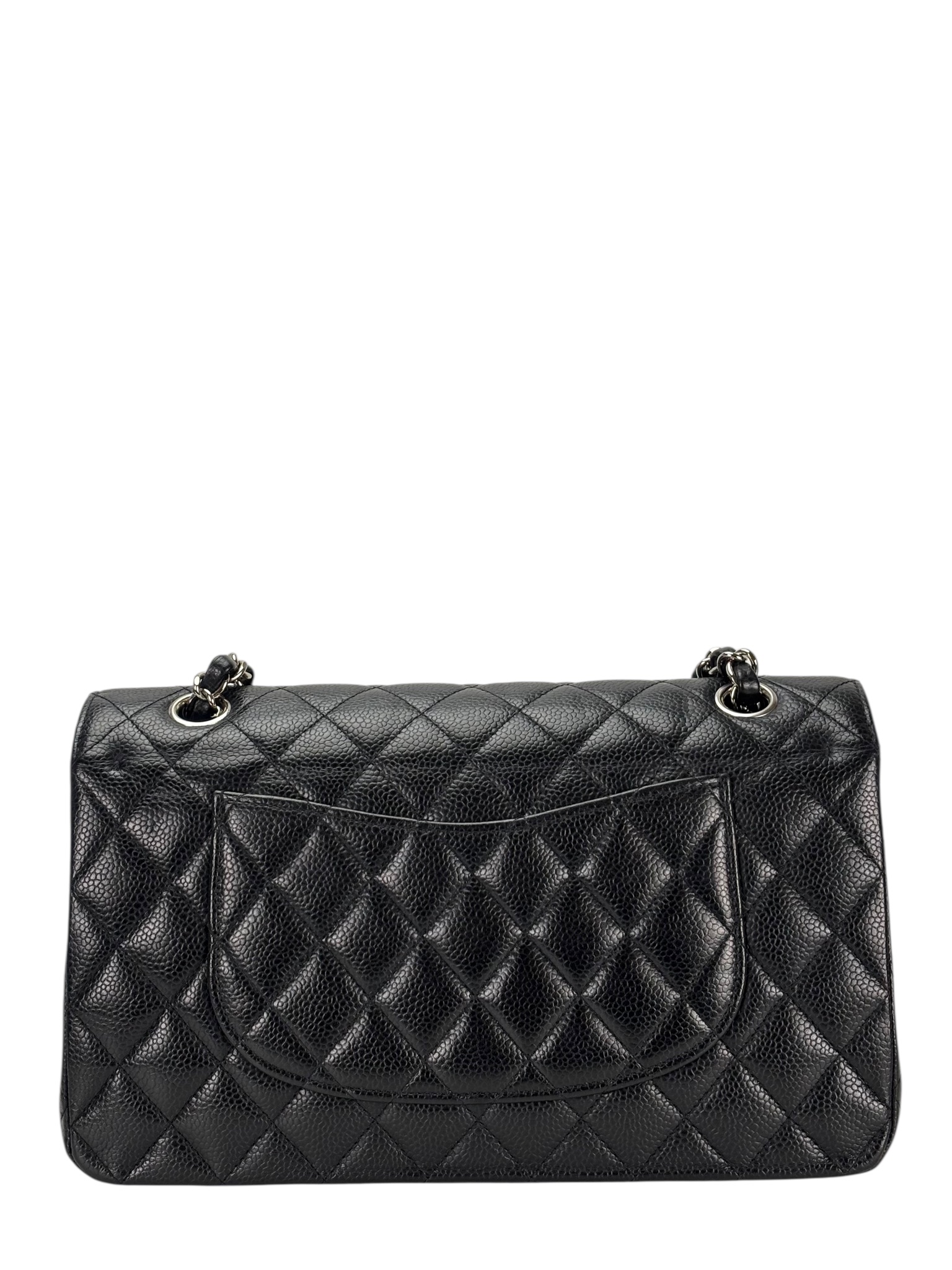 CHANEL - Medium Classic Double Flap Bag Black Caviar Sliver Hardware (CF25)