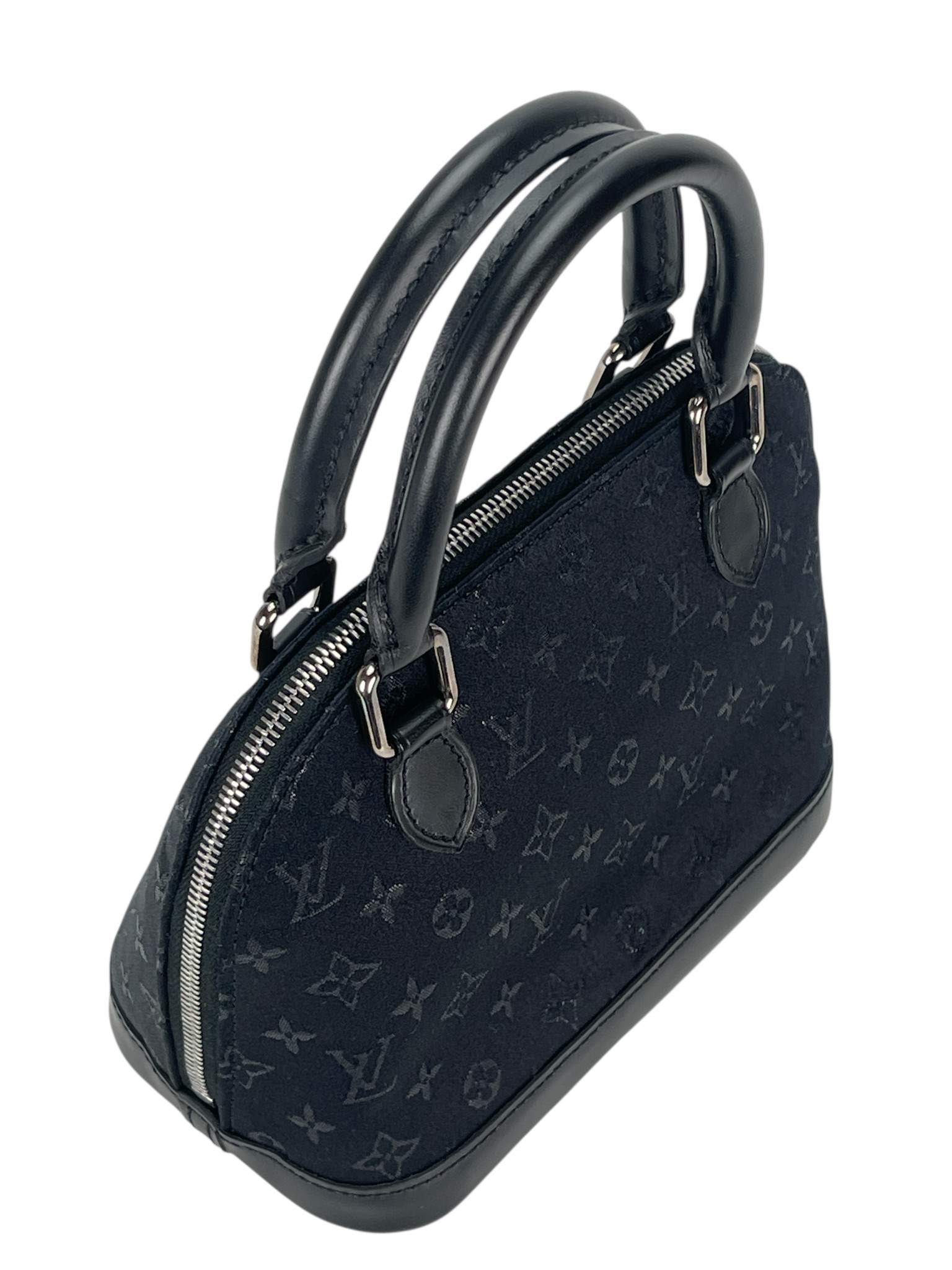 LOUIS VUITTON - Noir Satin Monogram Mini Alma Handbag M92146