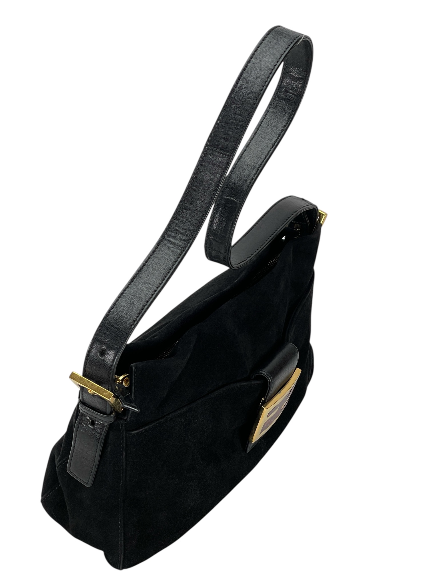 FENDI - Small Black Mamma Baguette Suede Bag – Camellia Vintage Tokyo