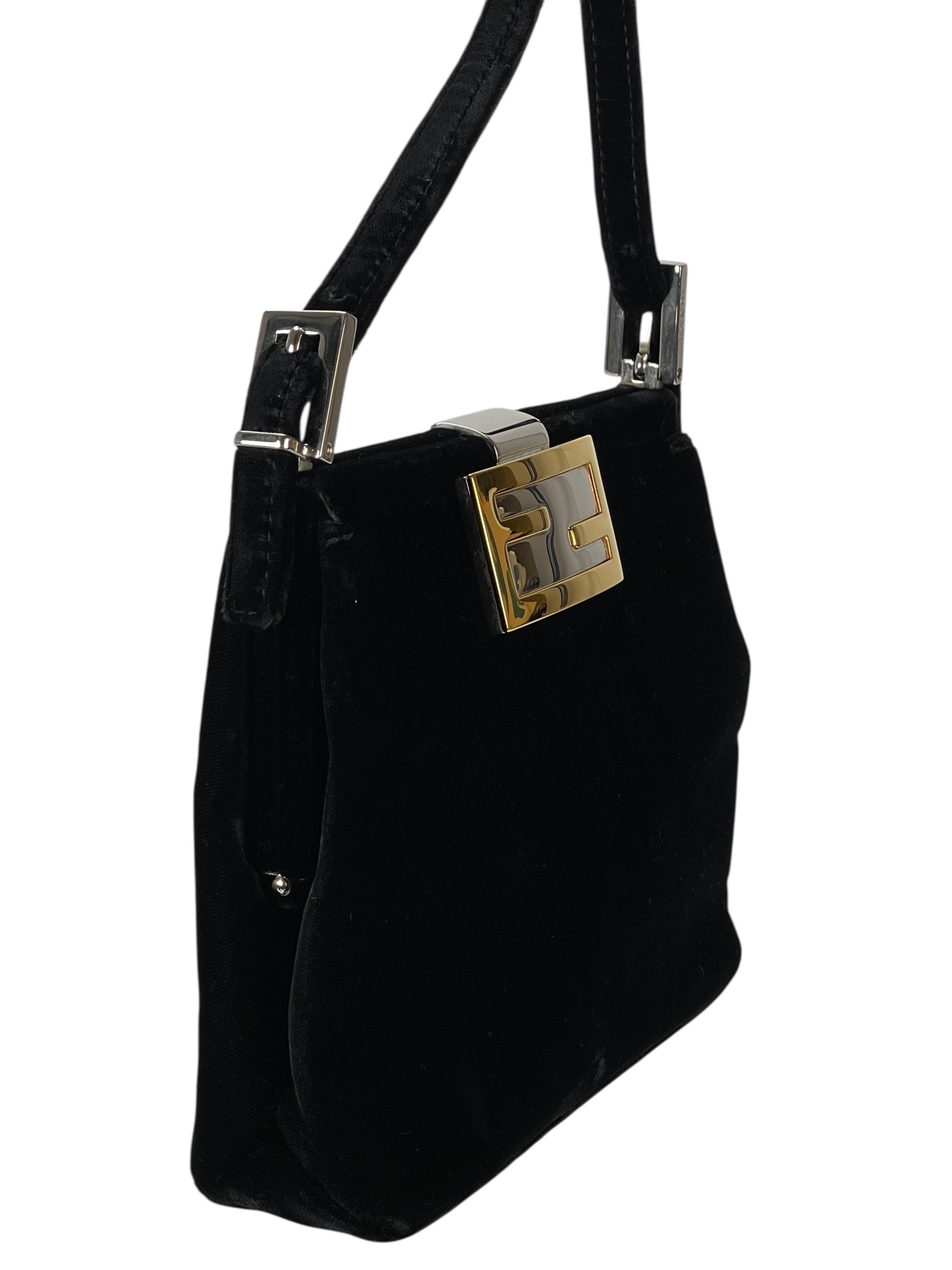 FENDI - Black Velvet Clasp Shoulder Bag