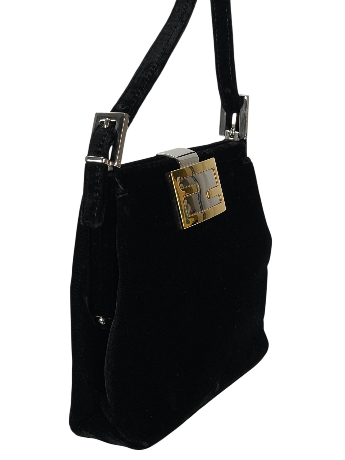 FENDI - Black Velvet Clasp Shoulder Bag