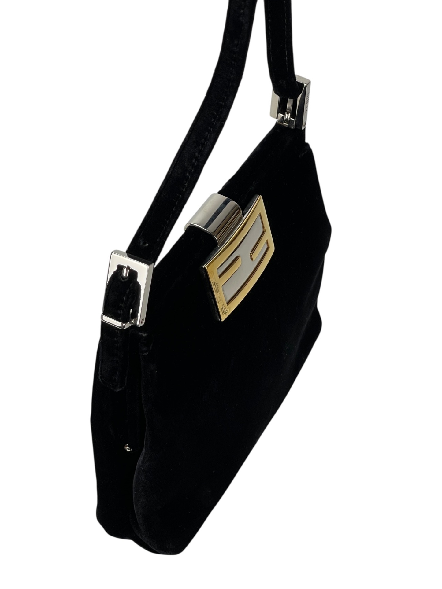 FENDI - Black Velvet Clasp Shoulder Bag