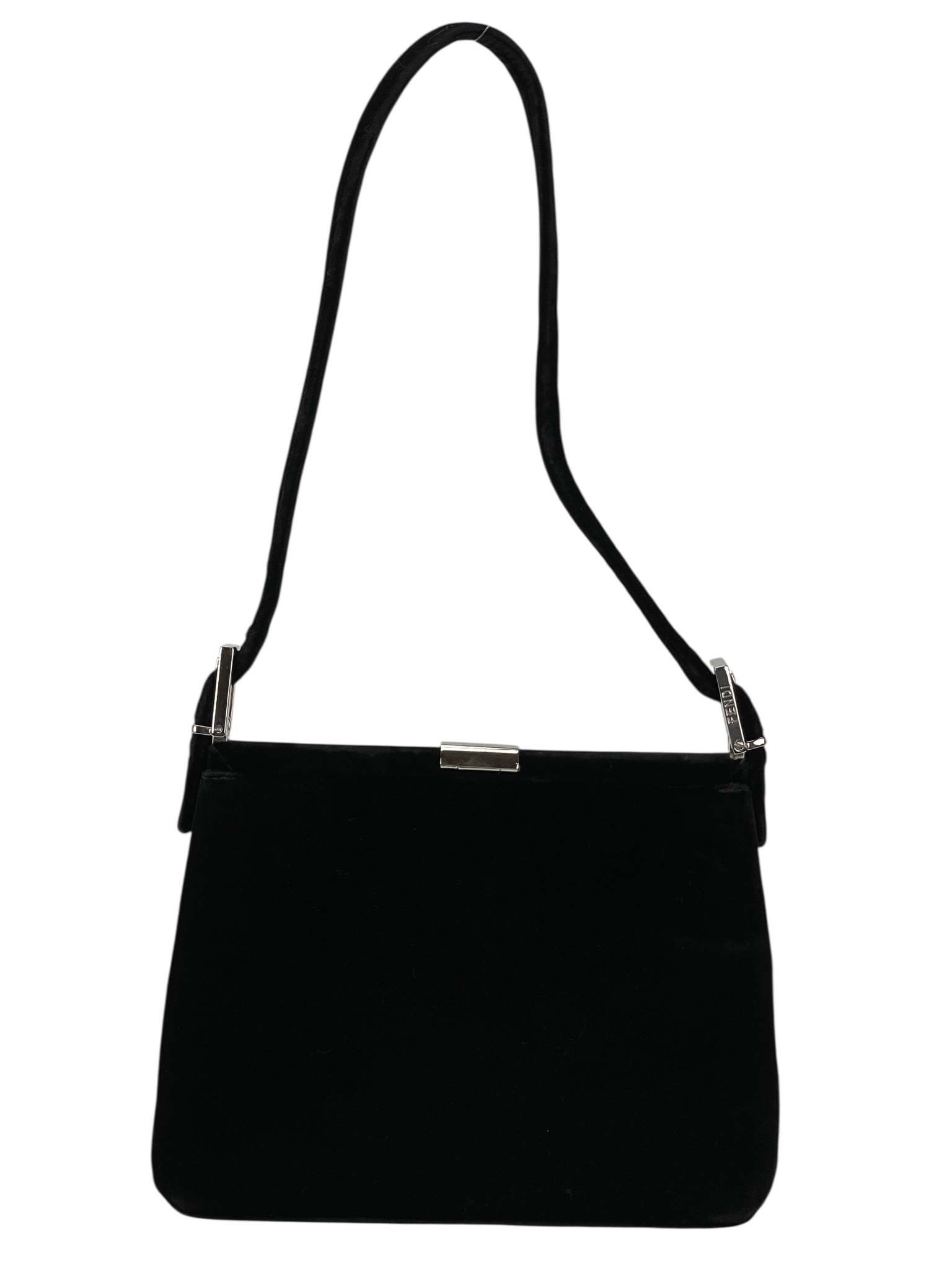 FENDI - Black Velvet Clasp Shoulder Bag