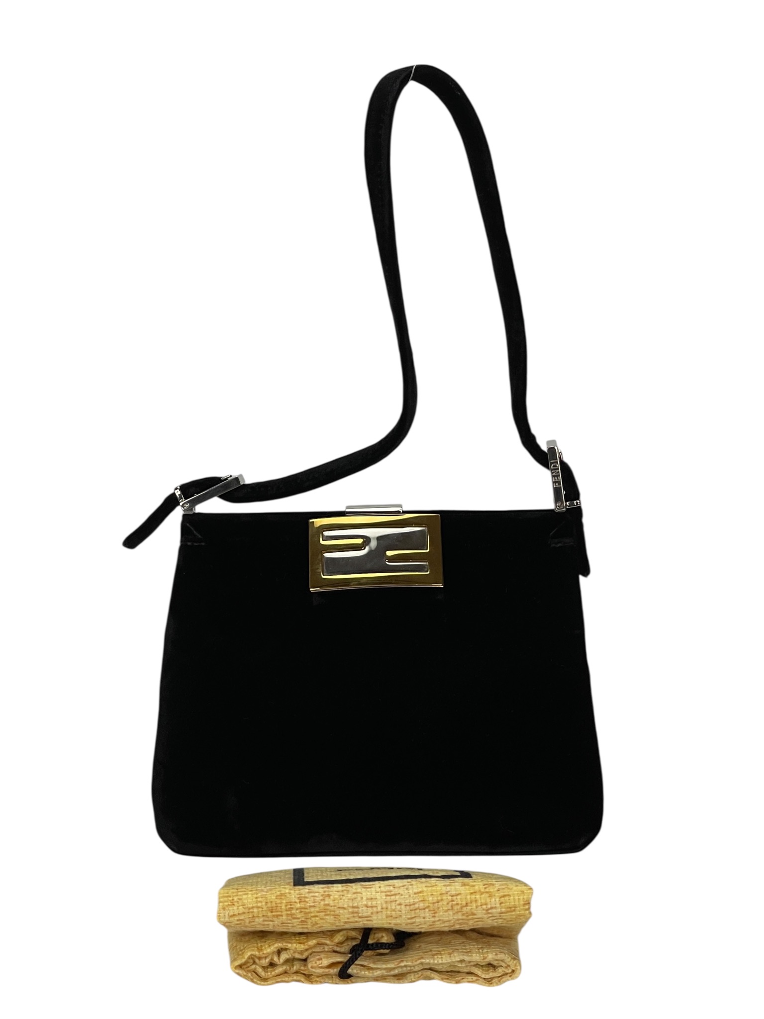 FENDI - Black Velvet Clasp Shoulder Bag
