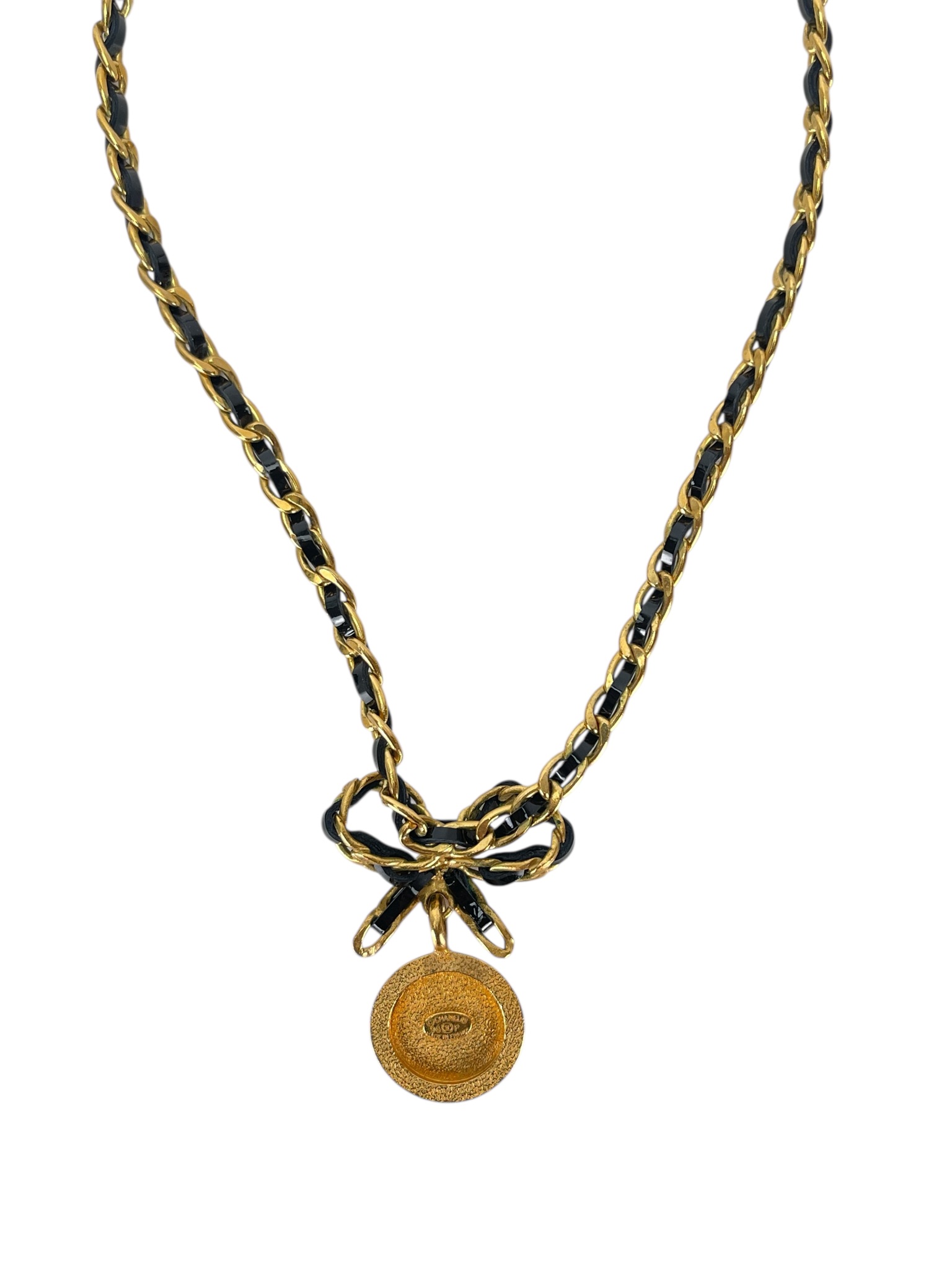 CHANEL - 96P Mrs Coco Gold Coin Ribbon Chain Necklace