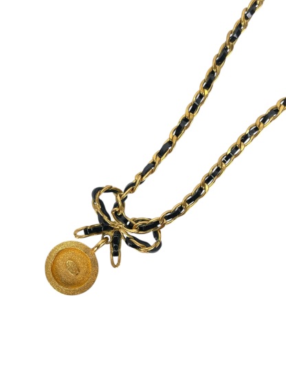 CHANEL - 96P Mrs Coco Gold Coin Ribbon Chain Necklace