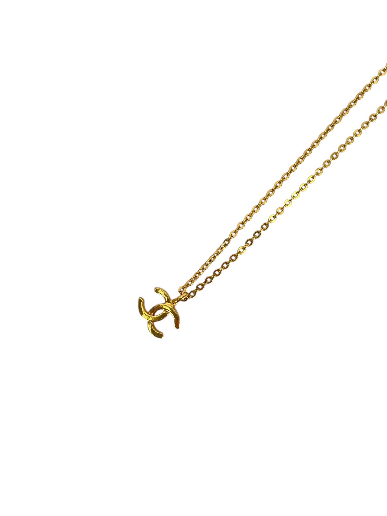 CHANEL - Gold CC logo Metal Necklace