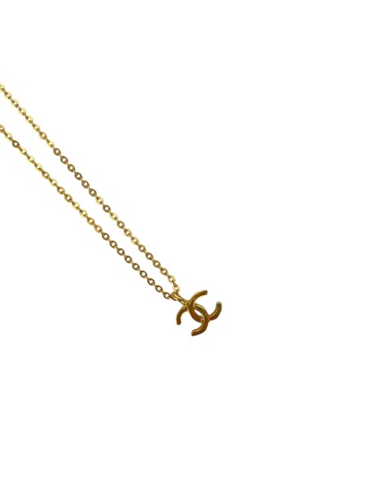 CHANEL - Gold CC logo Metal Necklace