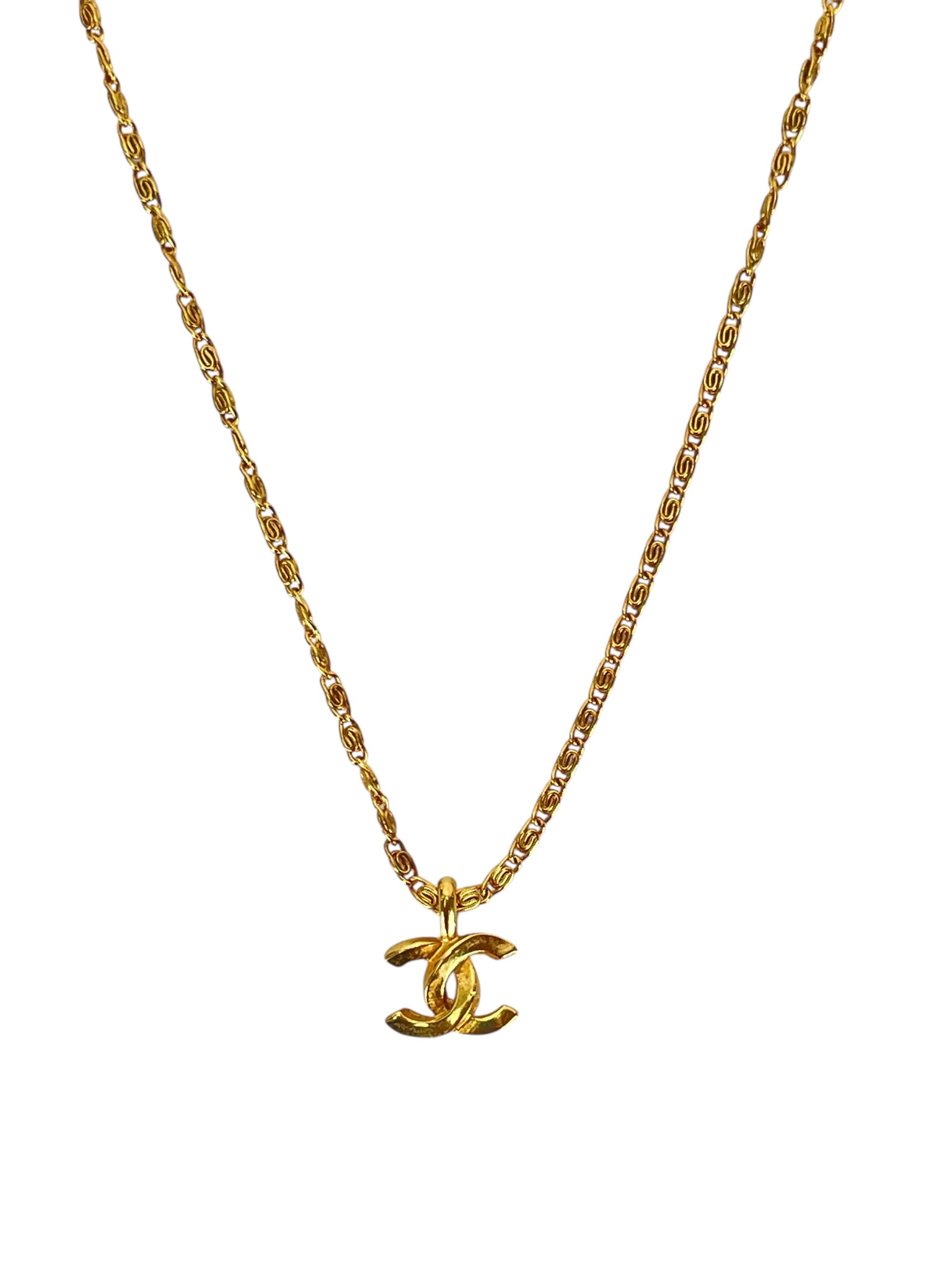 CHANEL - Gold-tone Coco Mark Motif Top Metal Necklace 