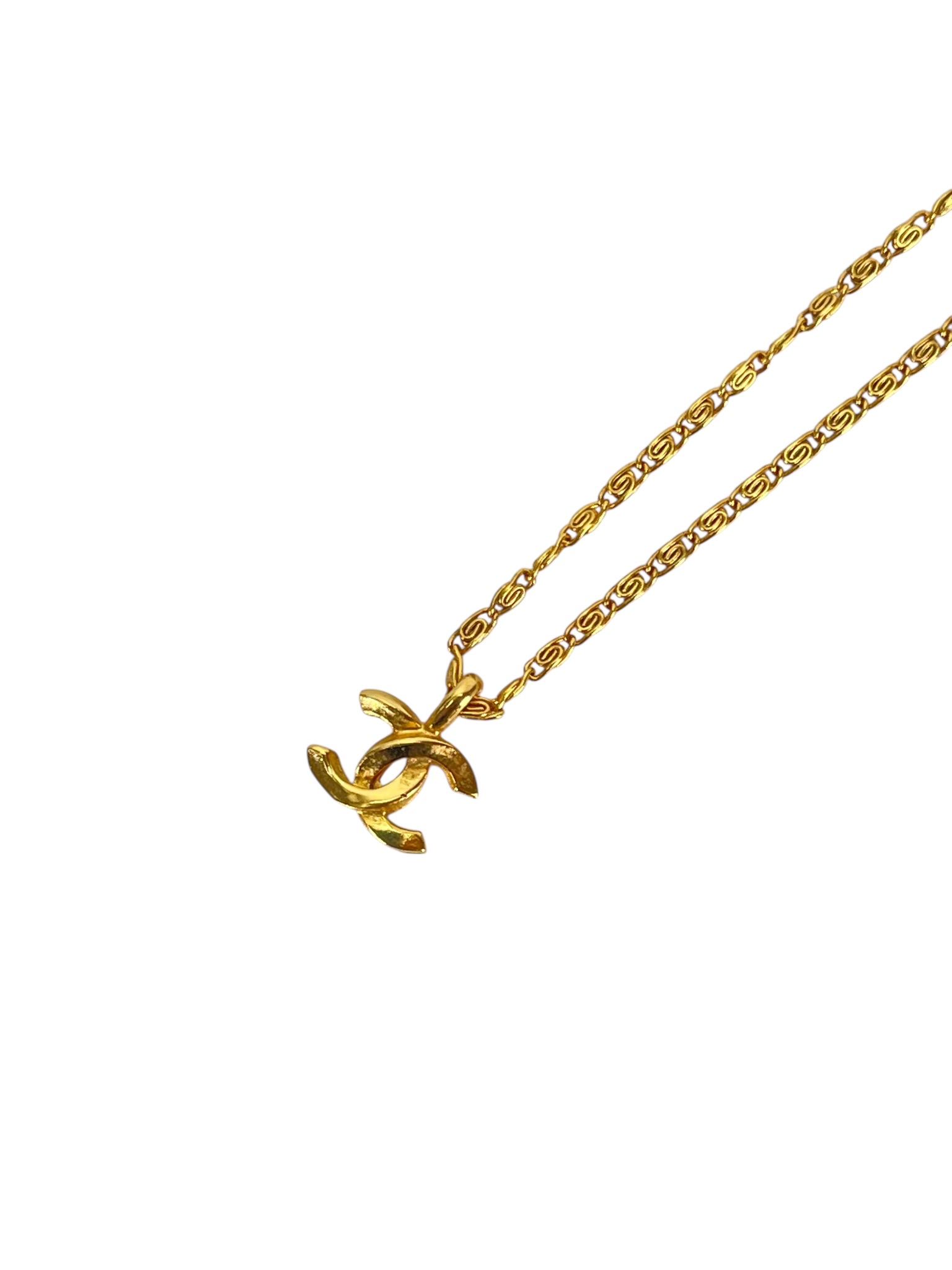 CHANEL - Gold-tone Coco Mark Motif Top Metal Necklace 