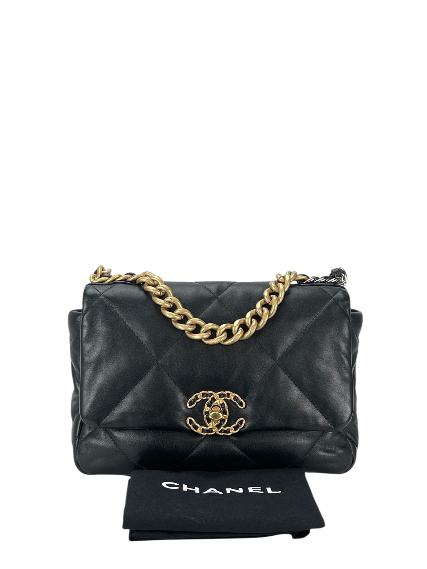 CHANEL - Medium 19 Bag Black Lambskin Handbag