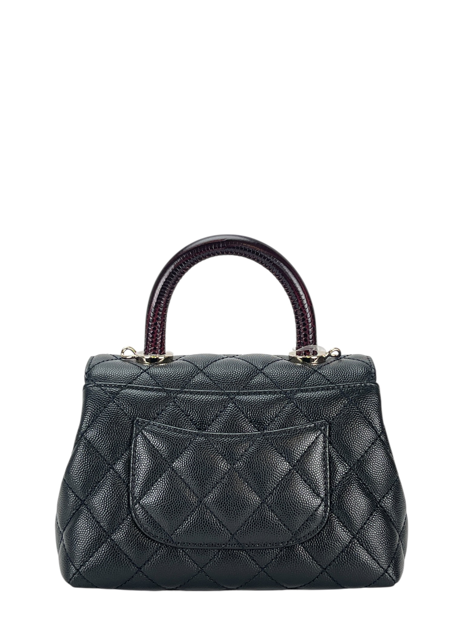 CHANEL - Coco Handle 21K Black Caviar 2way Handbag Gold Hardware