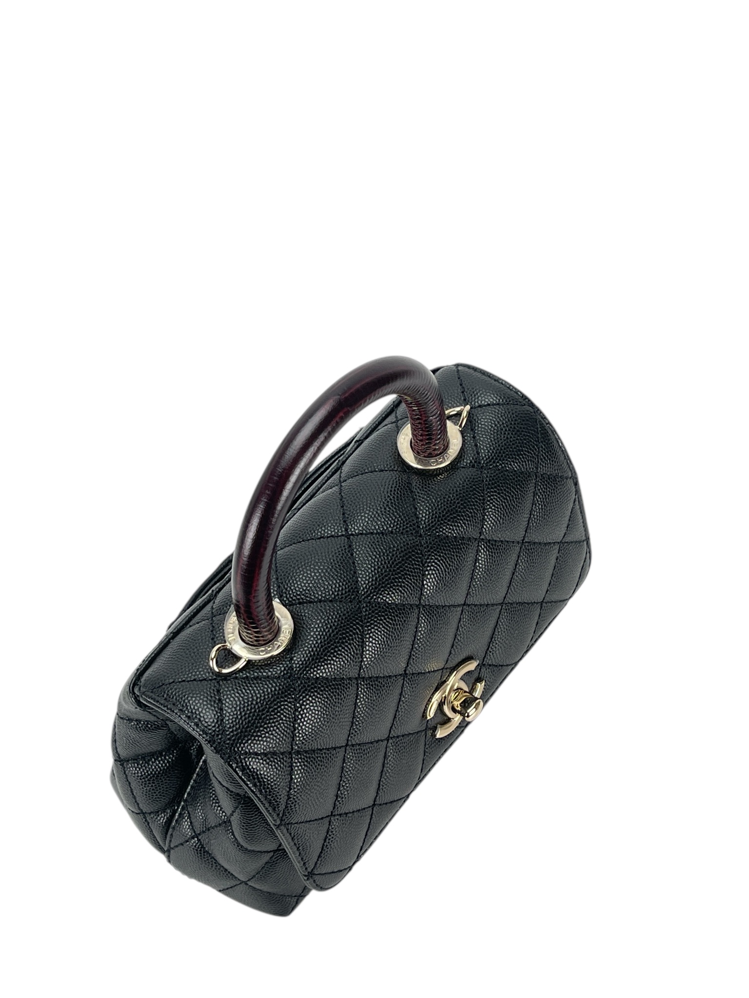 CHANEL - Coco Handle 21K Black Caviar 2way Handbag Gold Hardware