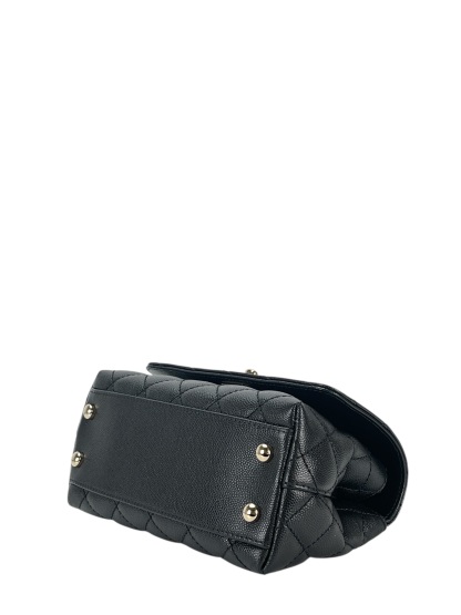 CHANEL - Coco Handle 21K Black Caviar 2way Handbag Gold Hardware