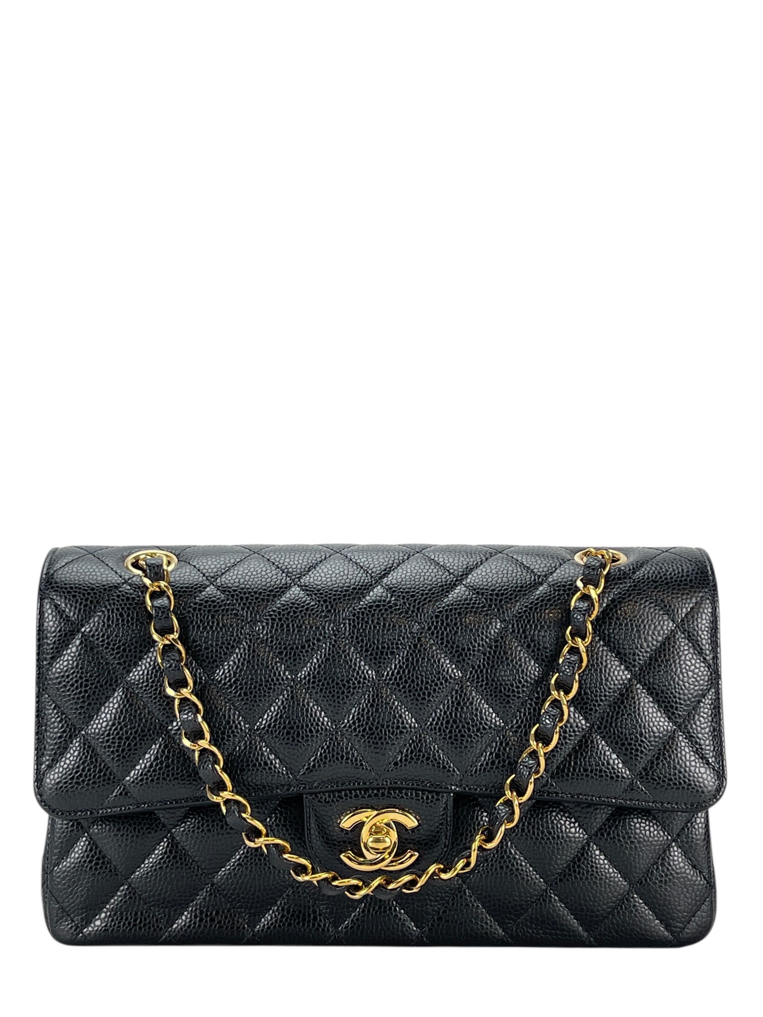 CHANEL - Medium Classic Double Flap Bag Black Caviar Gold Hardware (CF25)