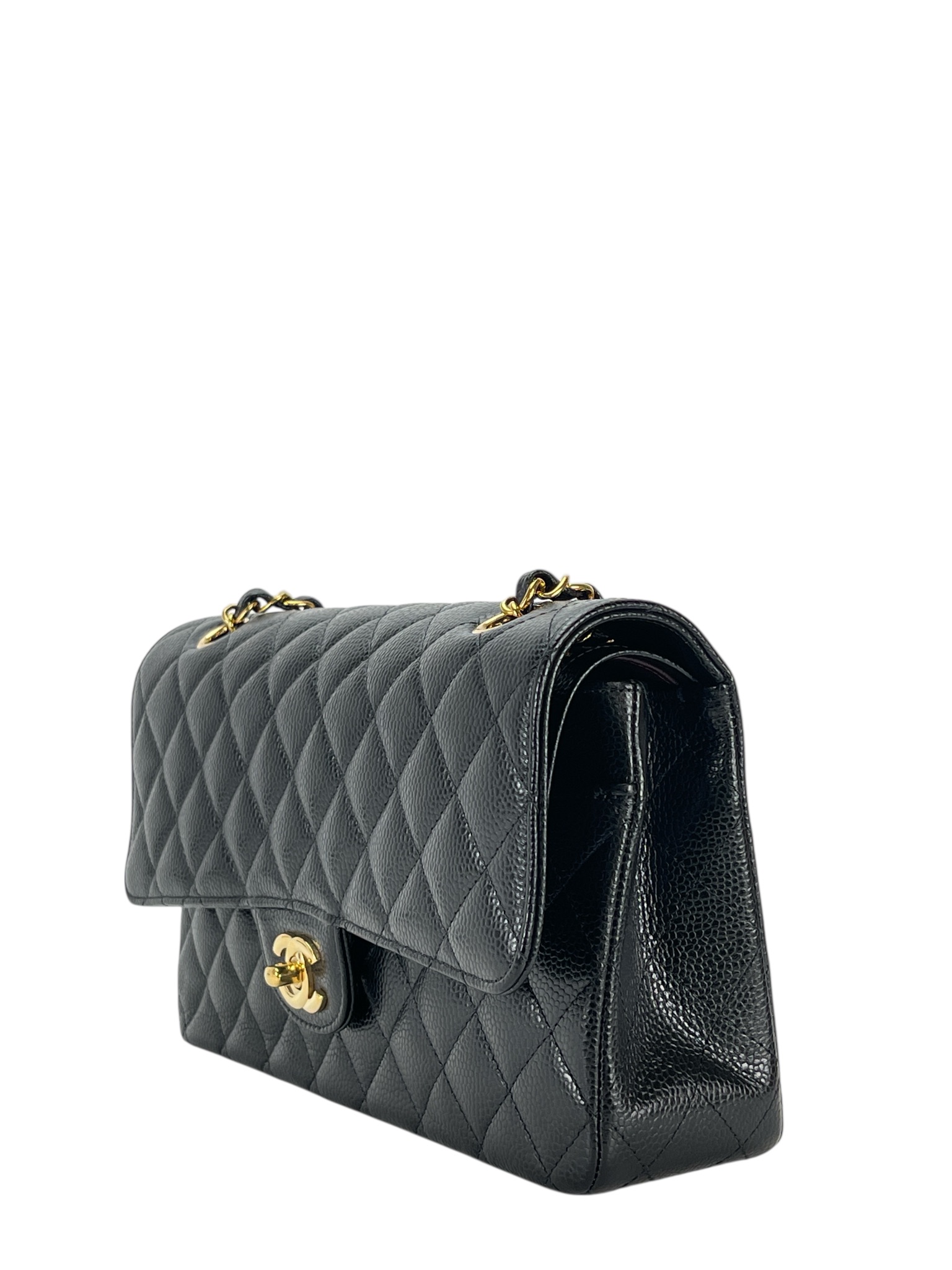 CHANEL - Medium Classic Double Flap Bag Black Caviar Gold Hardware (CF25)