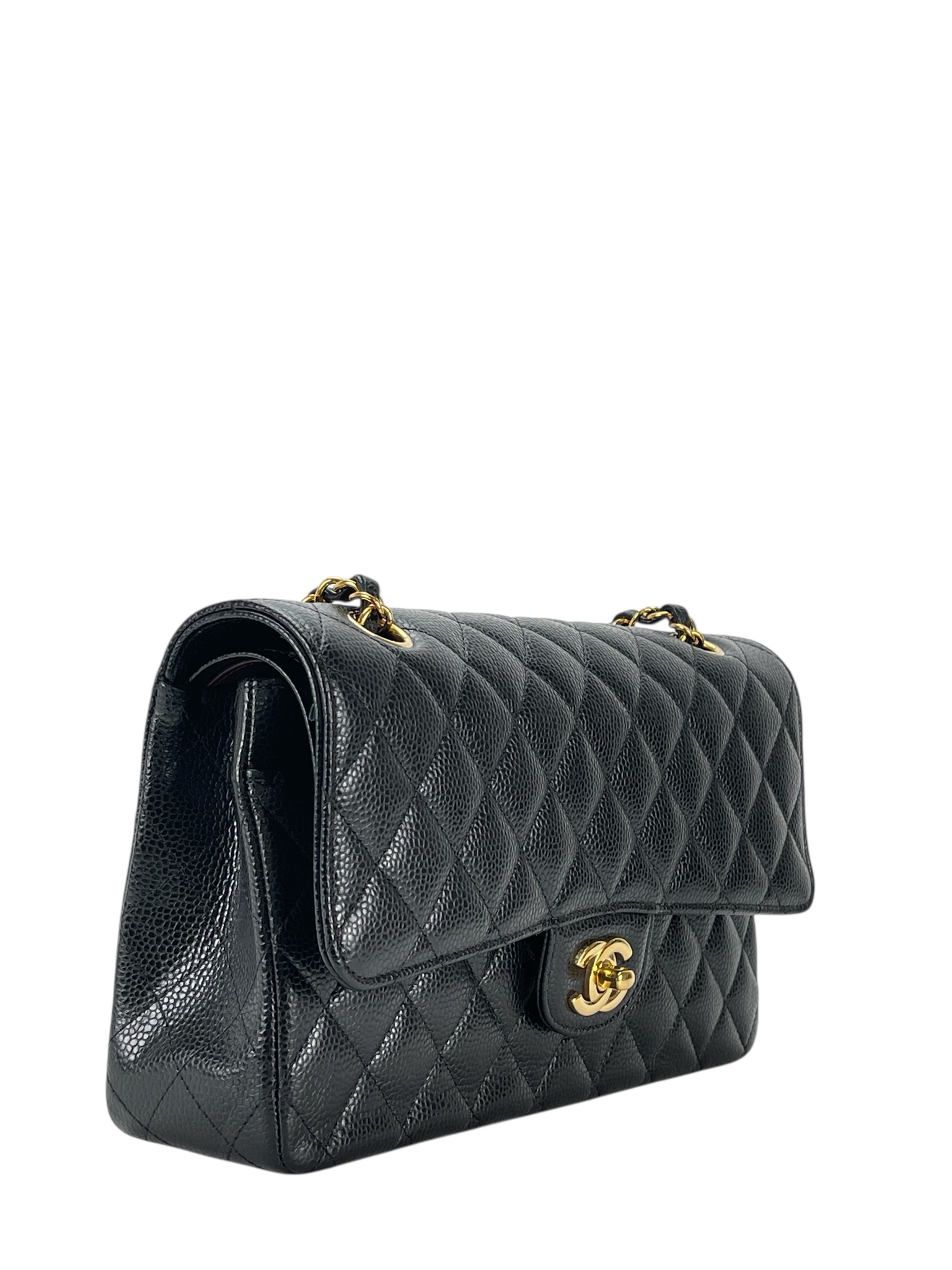 CHANEL - Medium Classic Double Flap Bag Black Caviar Gold Hardware (CF25)