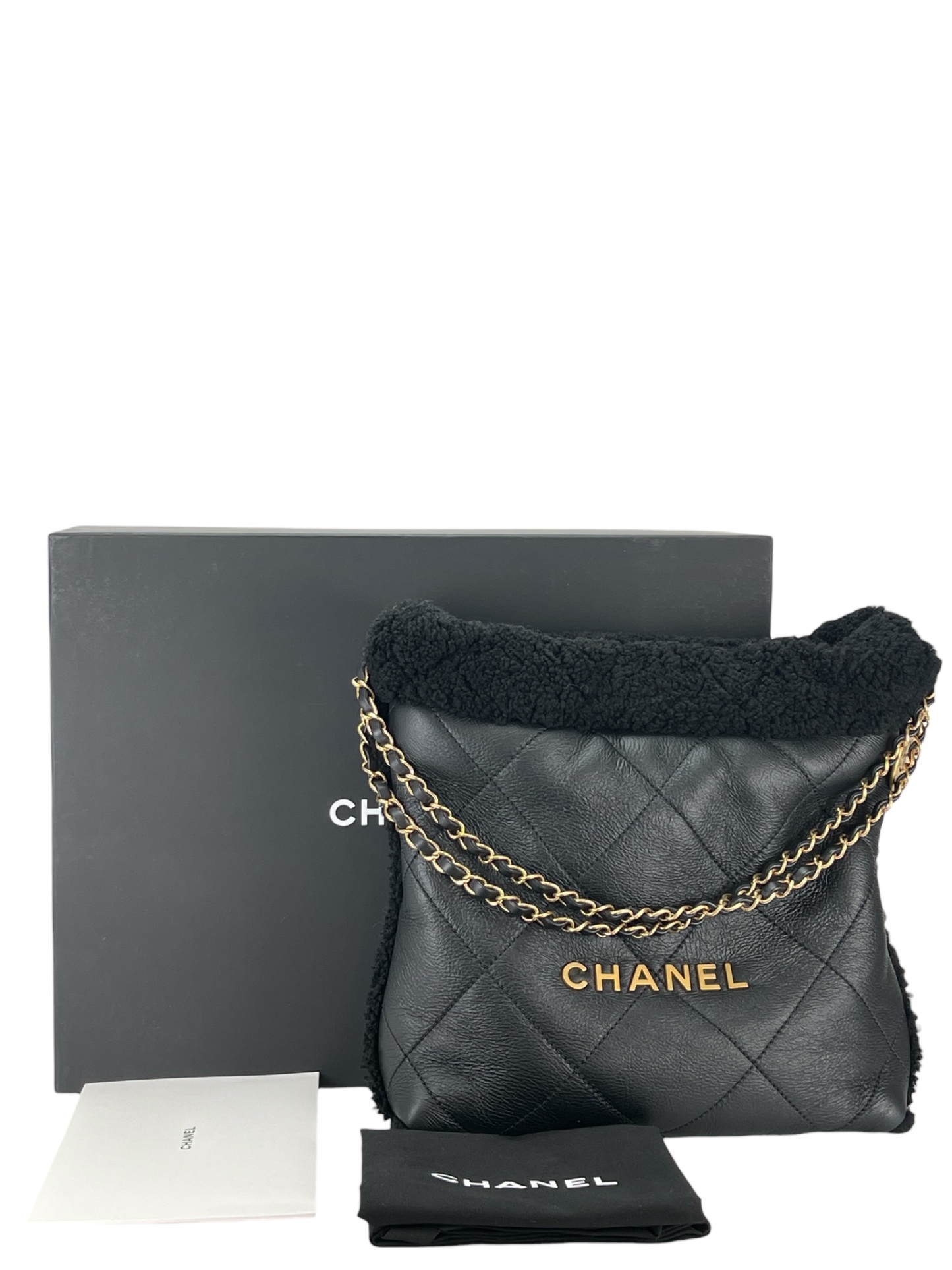 CHANEL - 22 Bag Black Lambskin Gold Hardware Small