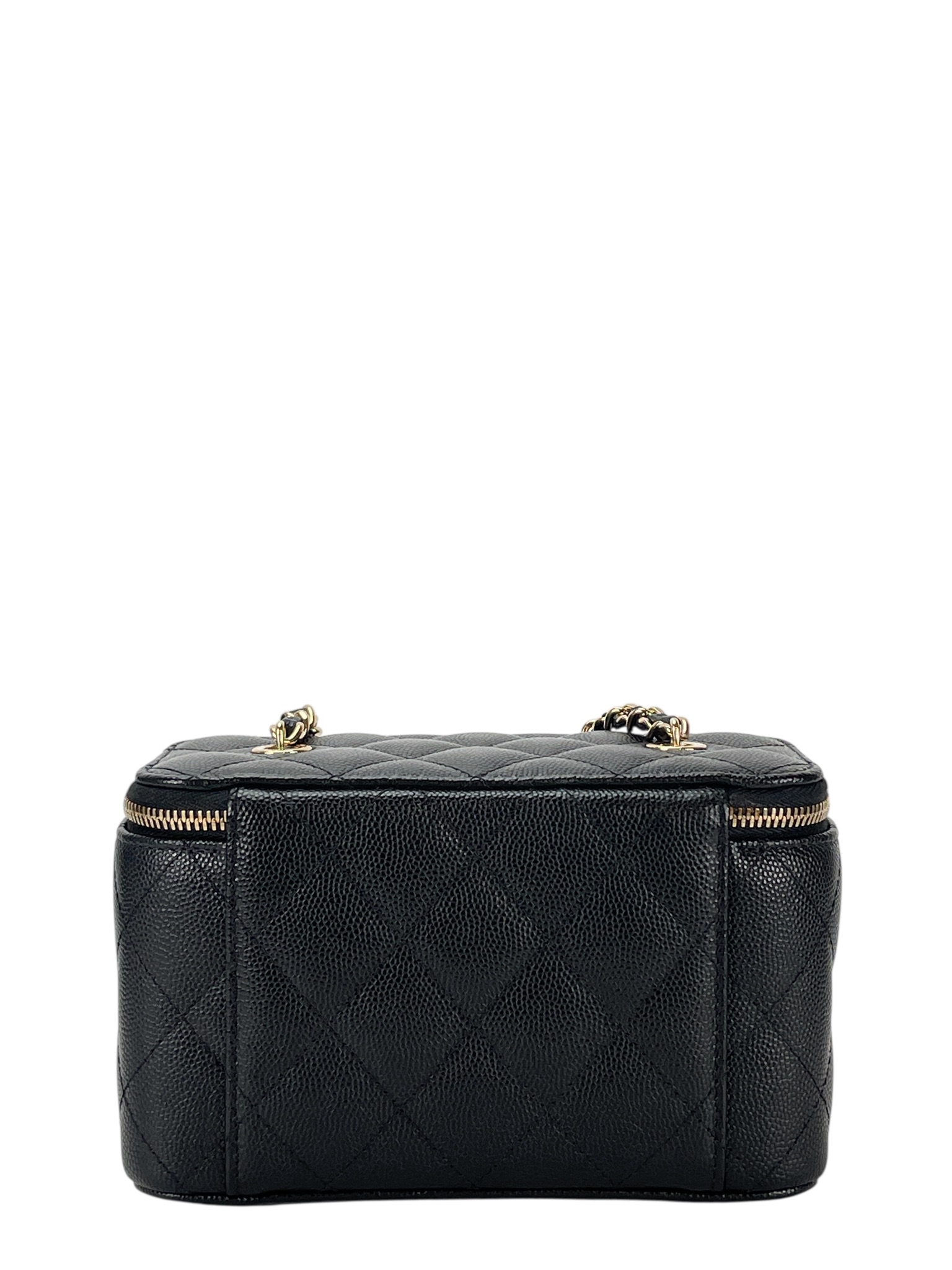 CHANEL - Small Vanity Case With Chain Black Caviar